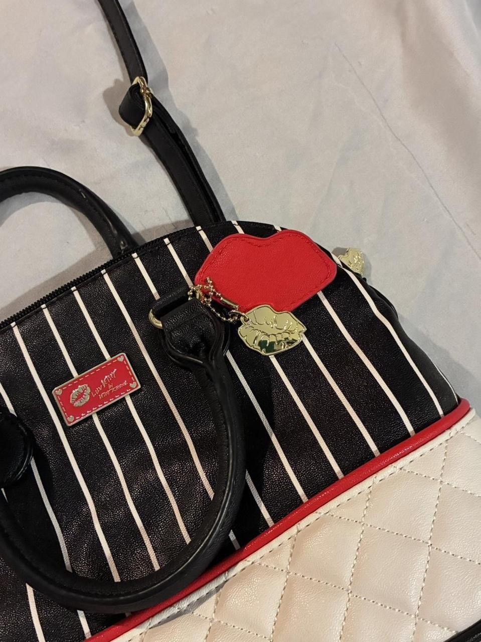 Betsey Johnson Luv Betsey Johnson Striped & Quilted Dome Satchel Handbag Size ONE SIZE - 3 Thumbnail