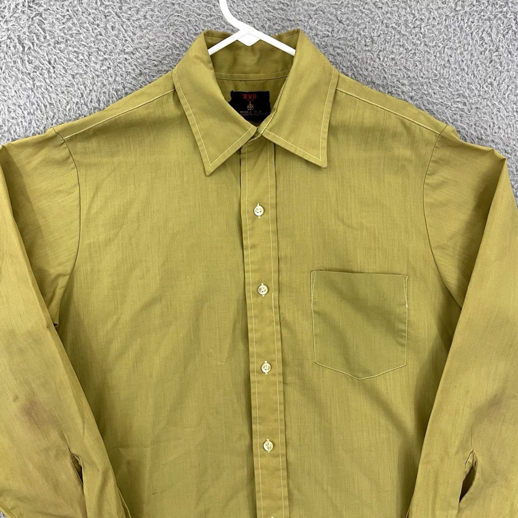 J Brand Vintage BVD Shirt Mens L Green Long Sleeve Button Up 60s Rockabilly Size US L / EU 52-54 / 3 - 3 Thumbnail
