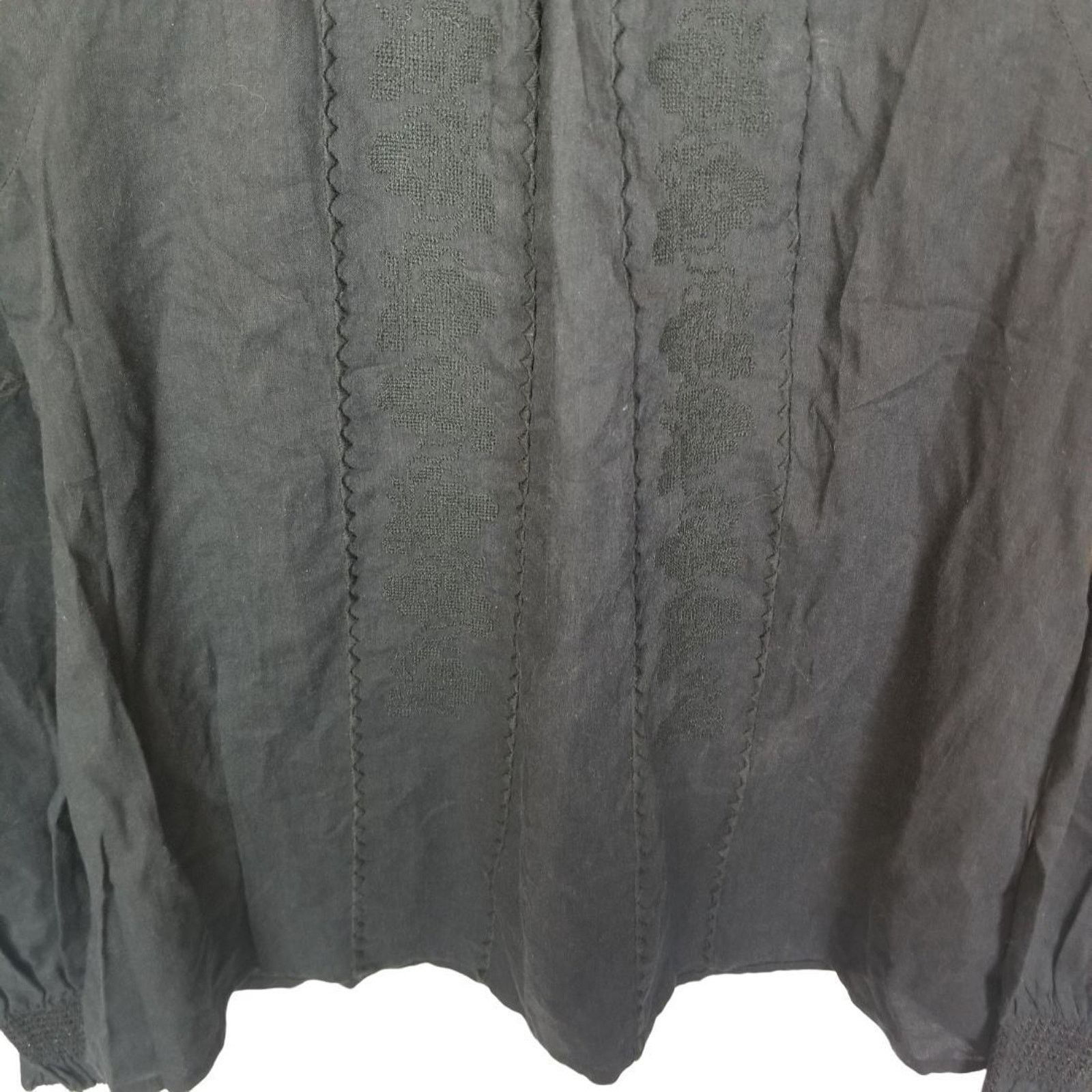 Faherty Faherty Womens Mila Peasant Top XS Ruffle Neck Smocked Cuffs Size XS / US 0-2 / IT 36-38 - 4 Thumbnail