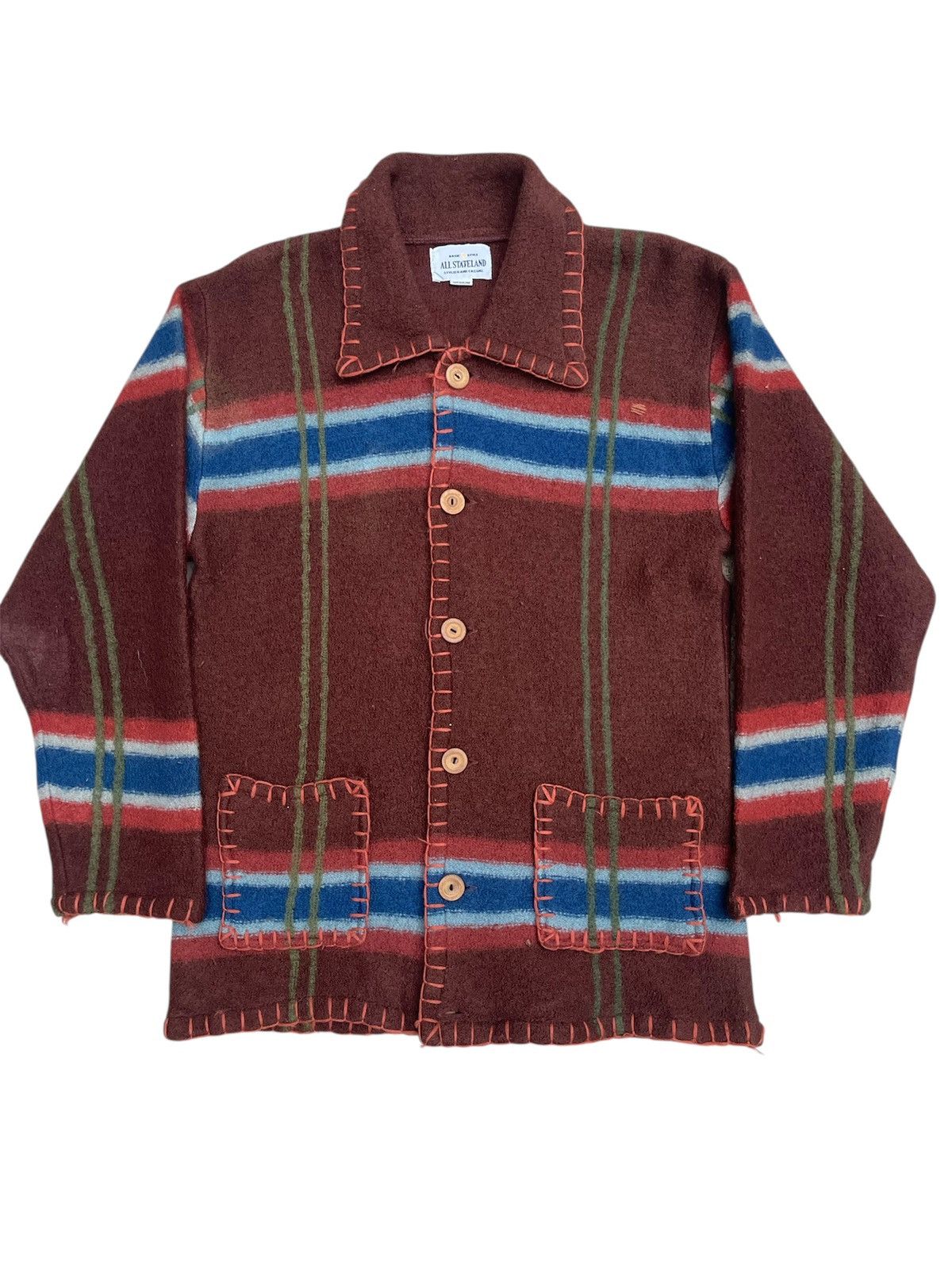 Handmade Vintage All Stateland Plaid Wool Jacket Wooden Button Detail Size US M / EU 48-50 / 2 - 1 Thumbnail