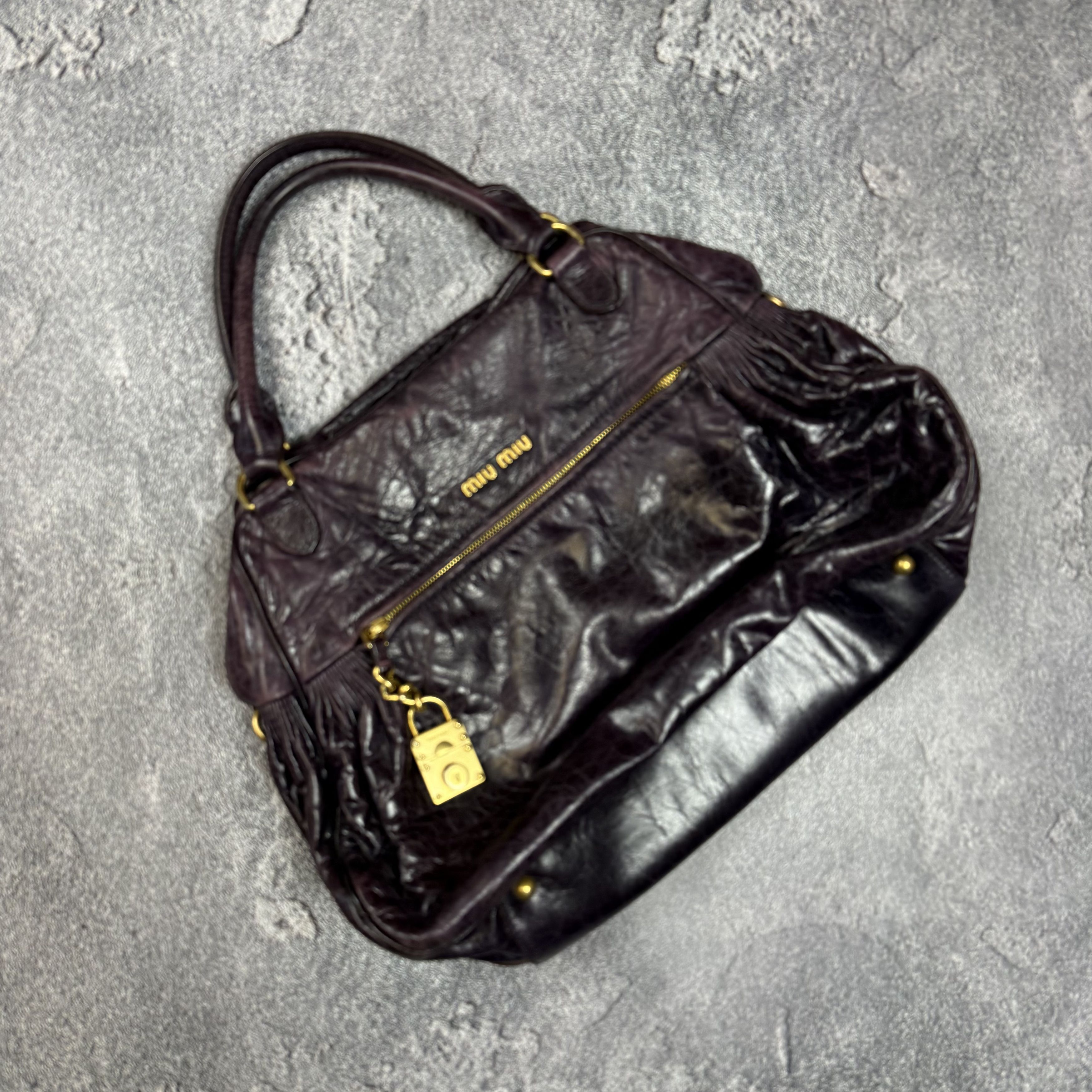 Miu Miu vintage y2k miu miu leather tote bag in violet Size ONE SIZE - 1 Thumbnail
