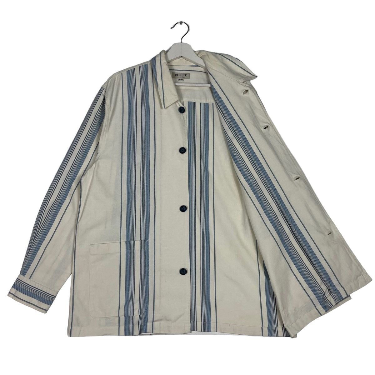 Issey Miyake × Japanese Brand × Vintage 💥80s BULLIT JAPAN BUTTON STRIPE CHORE JACKET Size US M / EU 48-50 / 2 - 9 Thumbnail