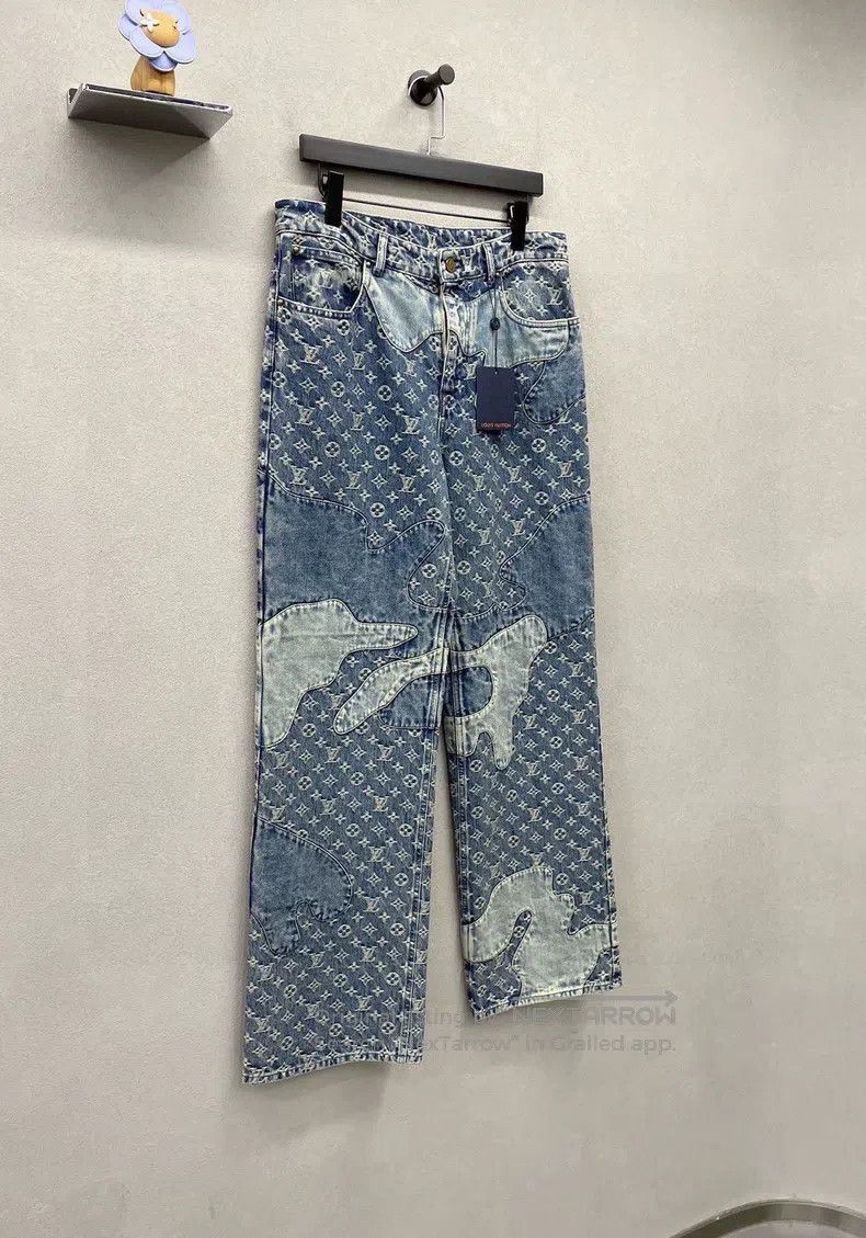 Louis Vuitton Louis Vuitton Nigo Co-branded Blue Full Print Jeans Size US 30 / EU 46 - 3 Thumbnail