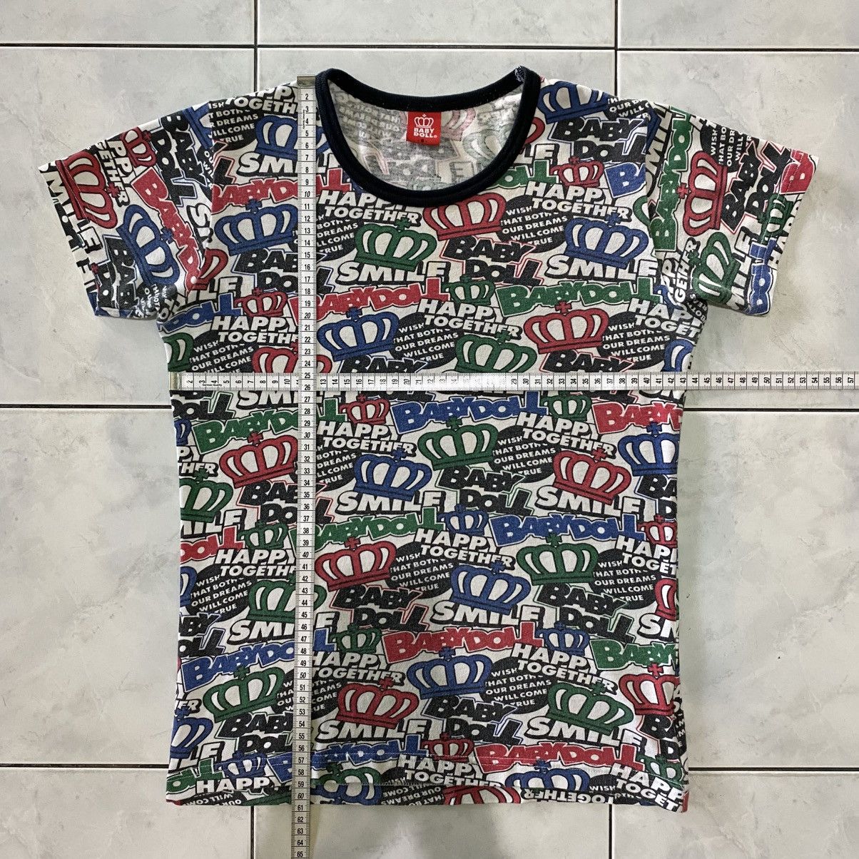 Japanese Brand Baby Doll Graphic Crown Multicolor All Over Print Tee Japan Size S / US 4 / IT 40 - 18 Thumbnail
