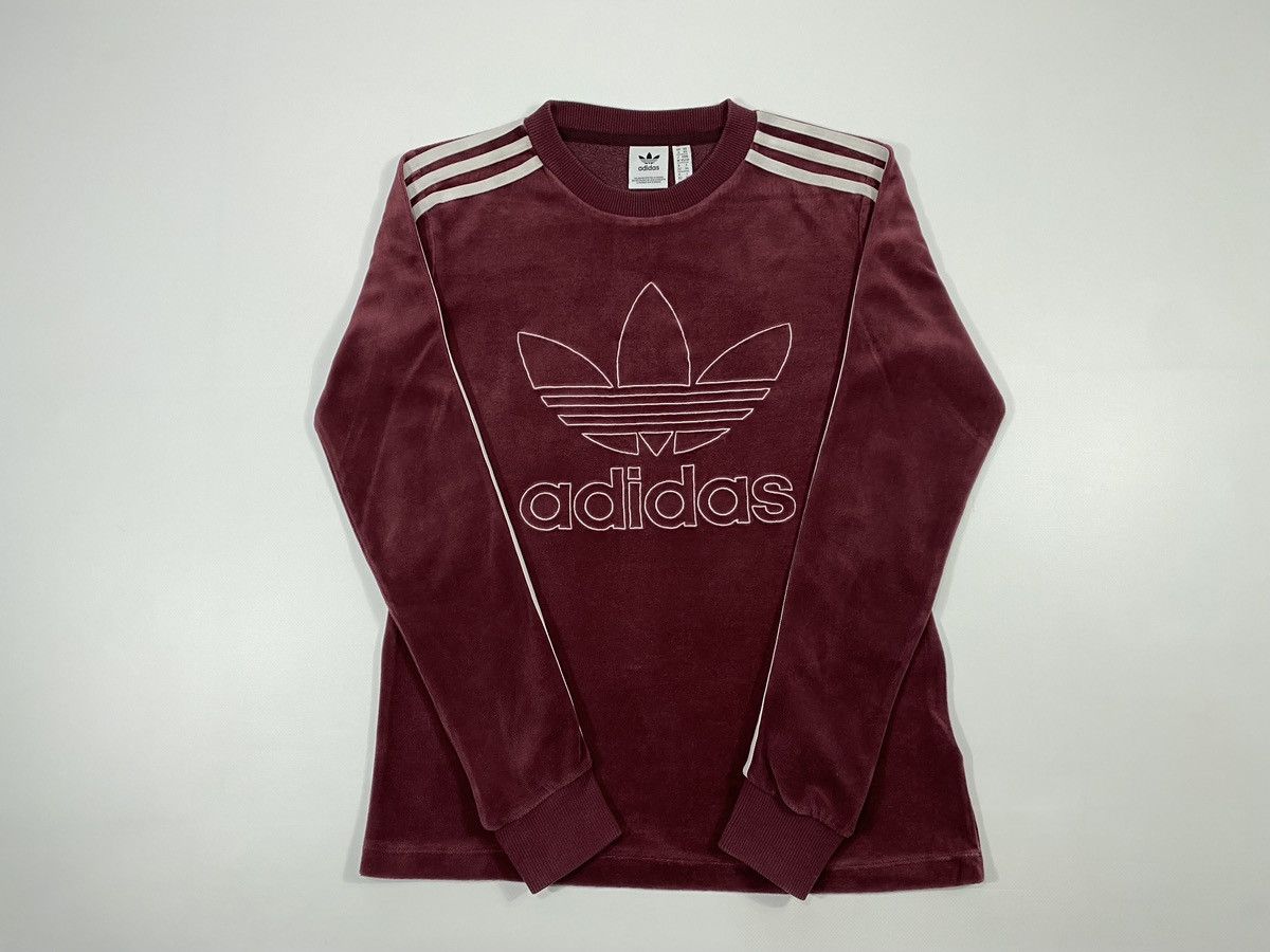 Adidas 🔥LASTDROP🔥 Adidas Velour Trefoil Bordeaux Stripes Sweatshirt Size XS / US 0-2 / IT 36-38 - 11 Thumbnail