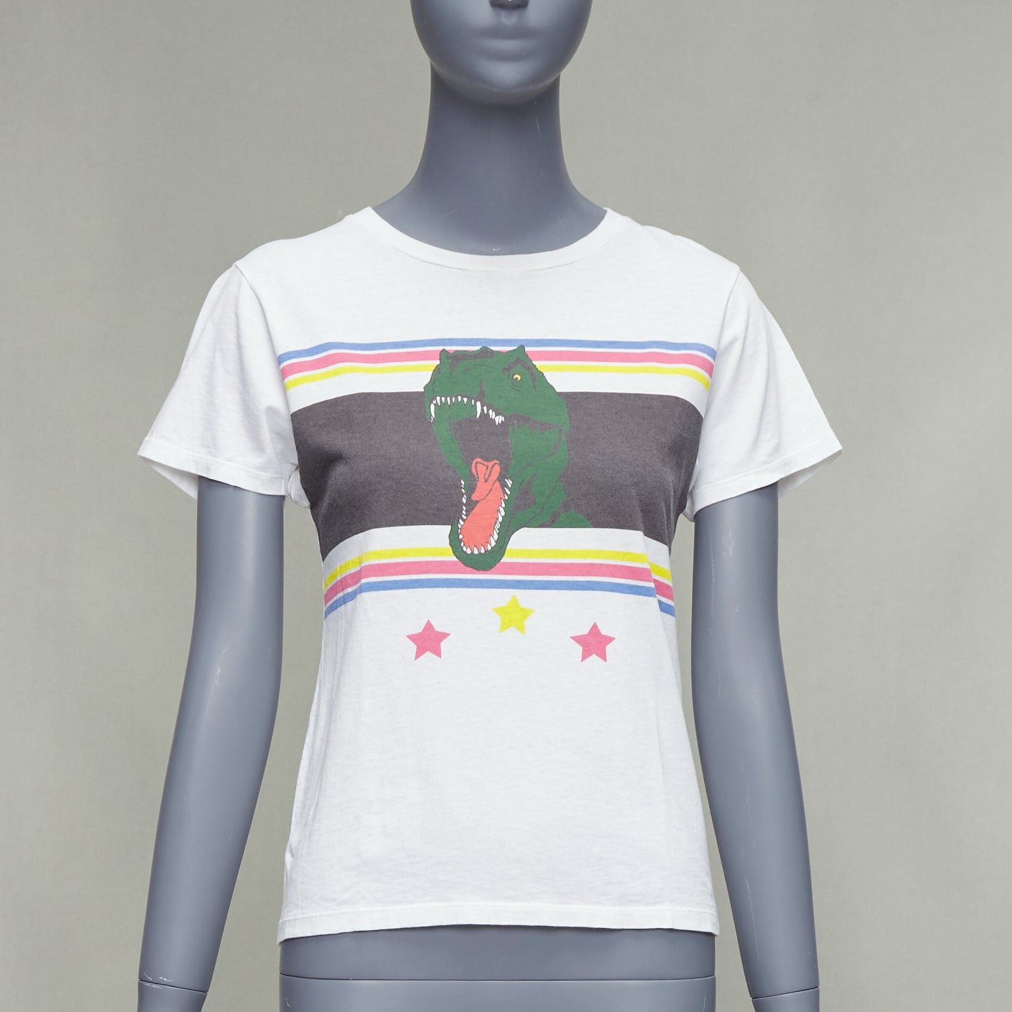 Saint Laurent Paris SAINT LAURENT 2016 T Rex Dino vintage washed print white tshirt XS Size S / US 4 / IT 40 - 1 Thumbnail