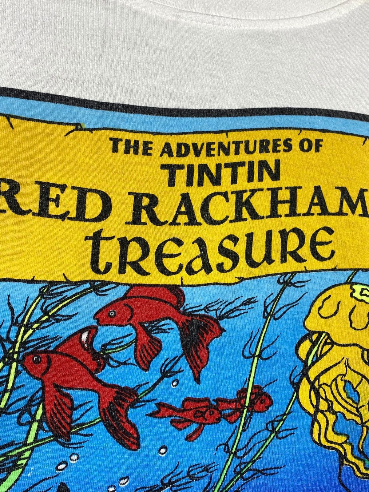Cartoon Network 🔥 90s TINTIN RED RACKHAM TREASURE TEE SUBMARINE DEEP SEA Size US L / EU 52-54 / 3 - 5 Thumbnail