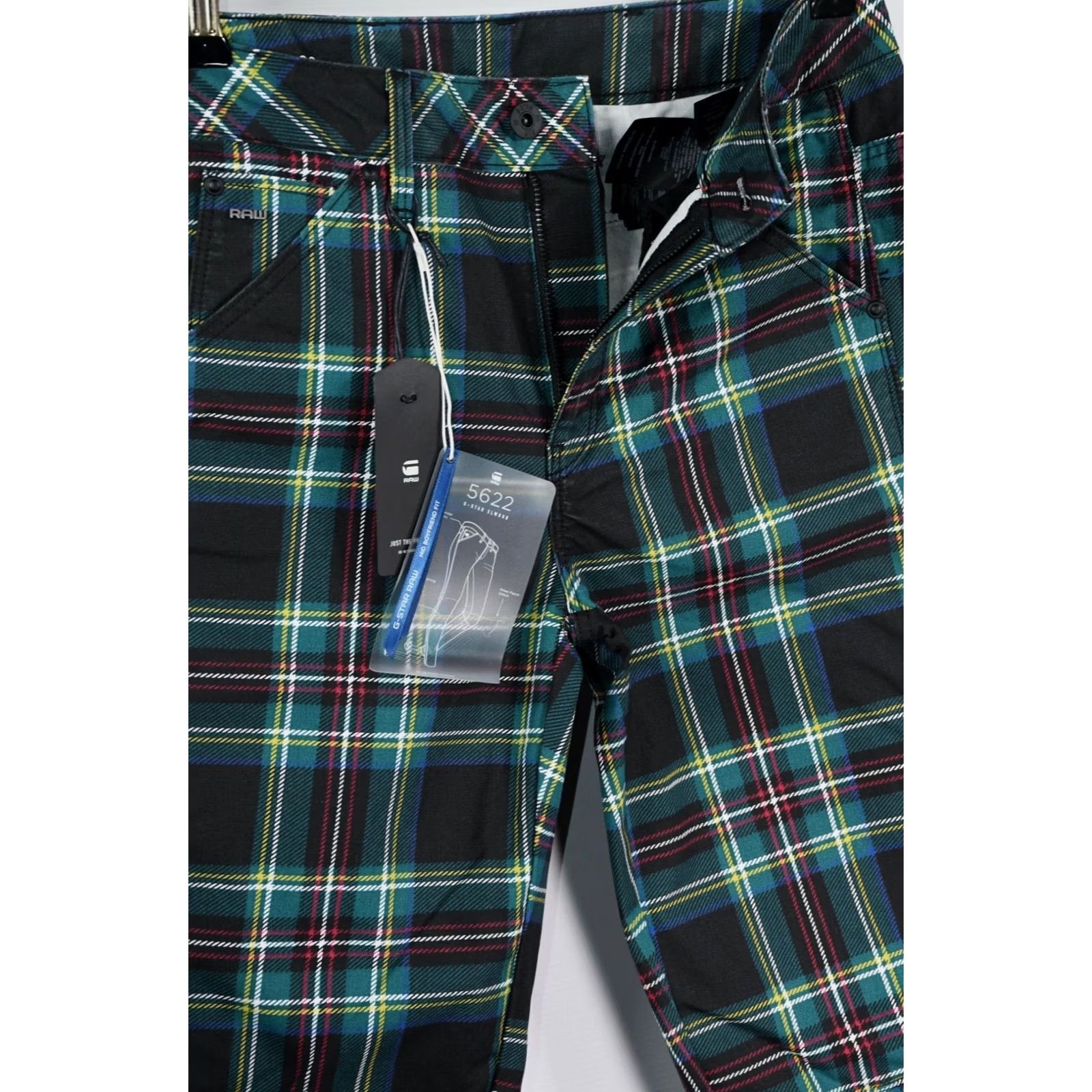 G-Star G-Star Pharrell Williams 5622 3D Mid Boyfriend Royal Stewart Cotton Jeans Blue Check W24 L34 Womens Girls Size ONE SIZE - 5 Thumbnail