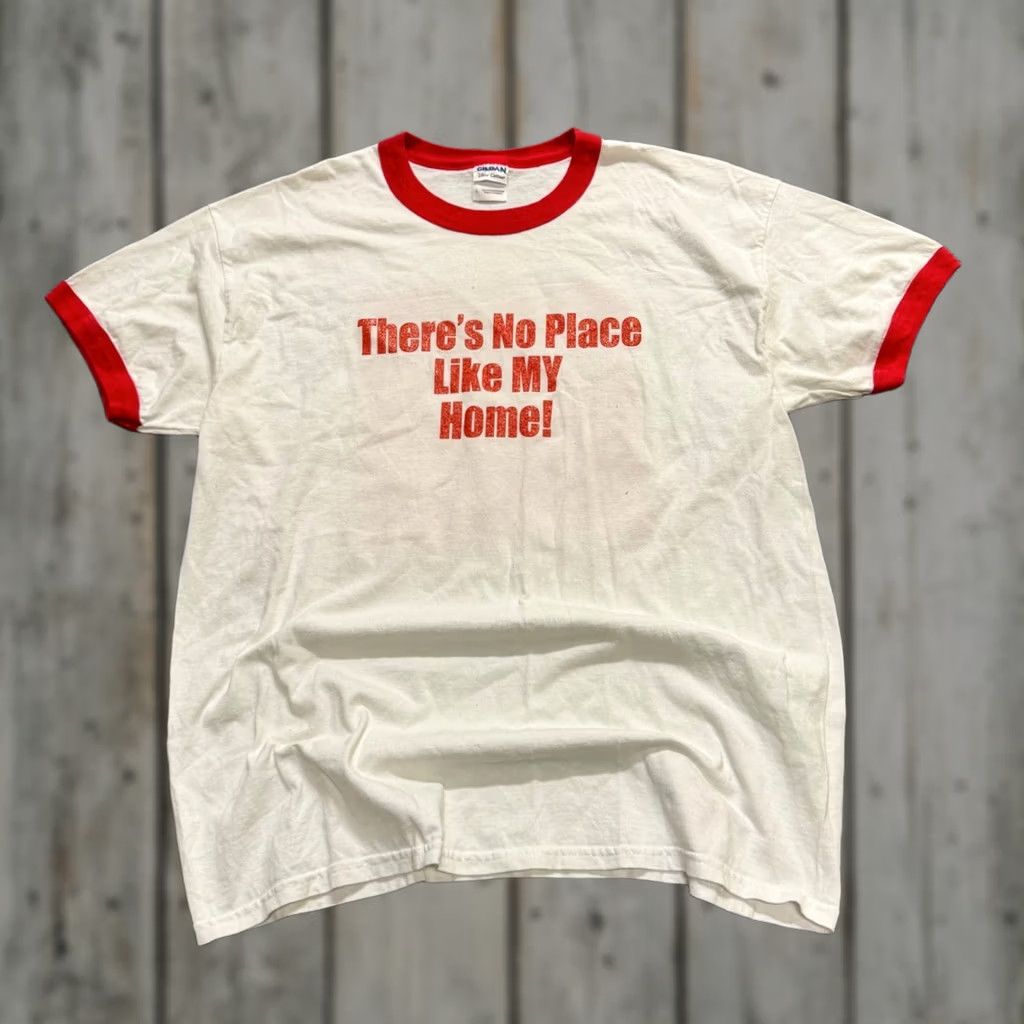 Wells Fargo Promo Ringer T-shirt Mens L Red White No place like my home Shirt