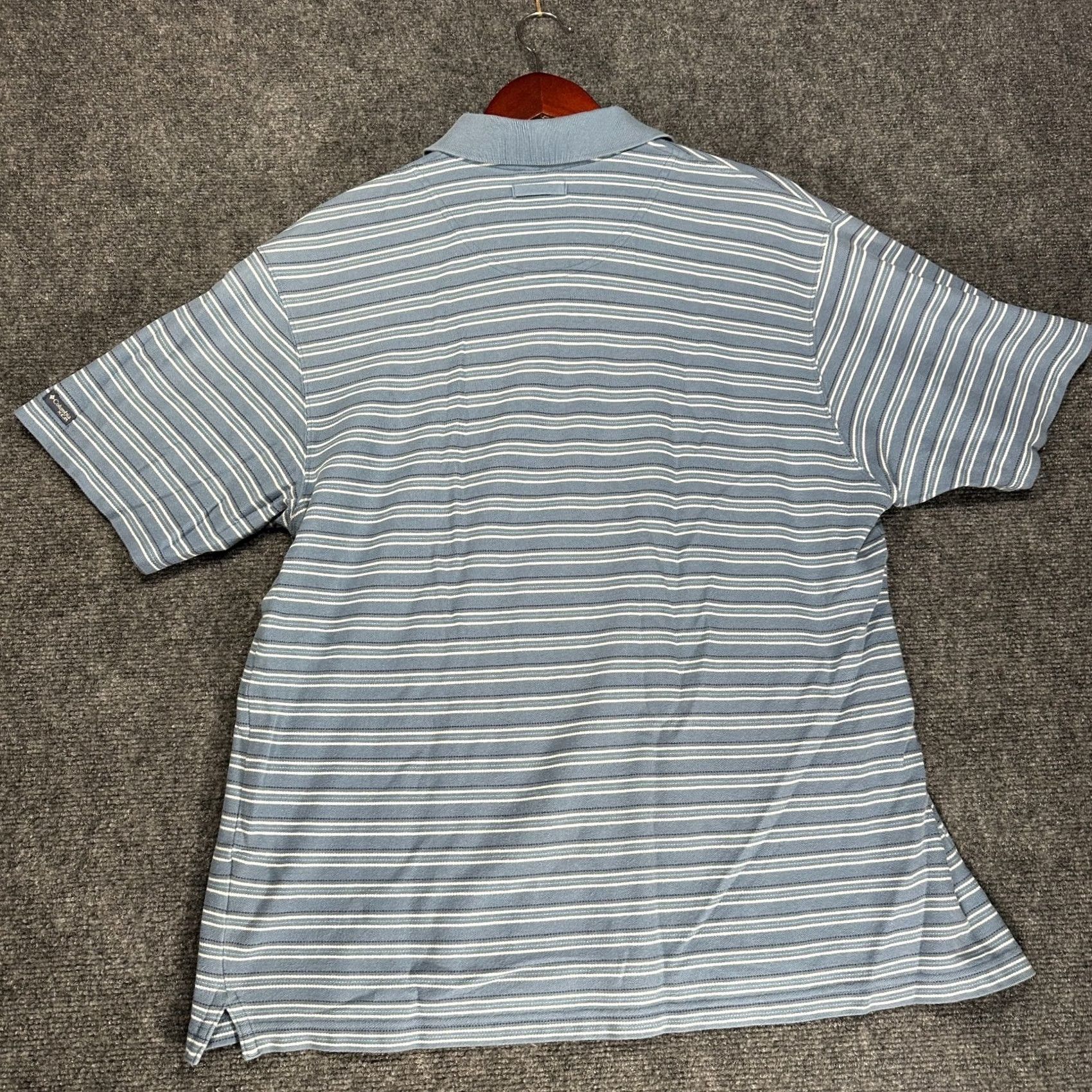 Vintage Columbia XCO Polo Shirt Mens XL Blue White Stripe Cotton Short Sleeve Polo Shirt Size US XL / EU 56 / 4 - 7 Thumbnail