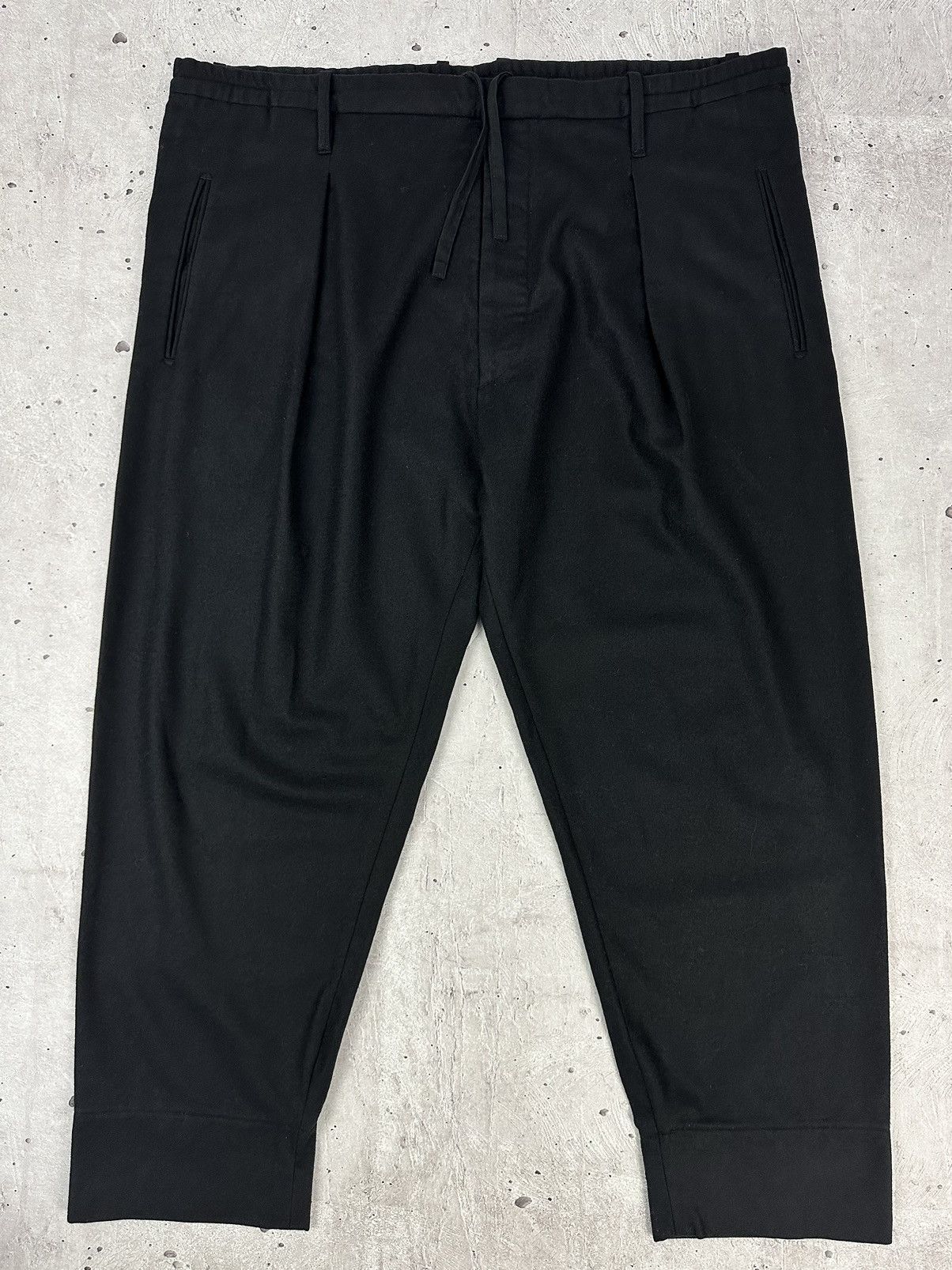 image of Avant Garde x Christophe Lemaire Lemaire Wool Parachute Black Men’S Oversized Casual Pants (Size 36