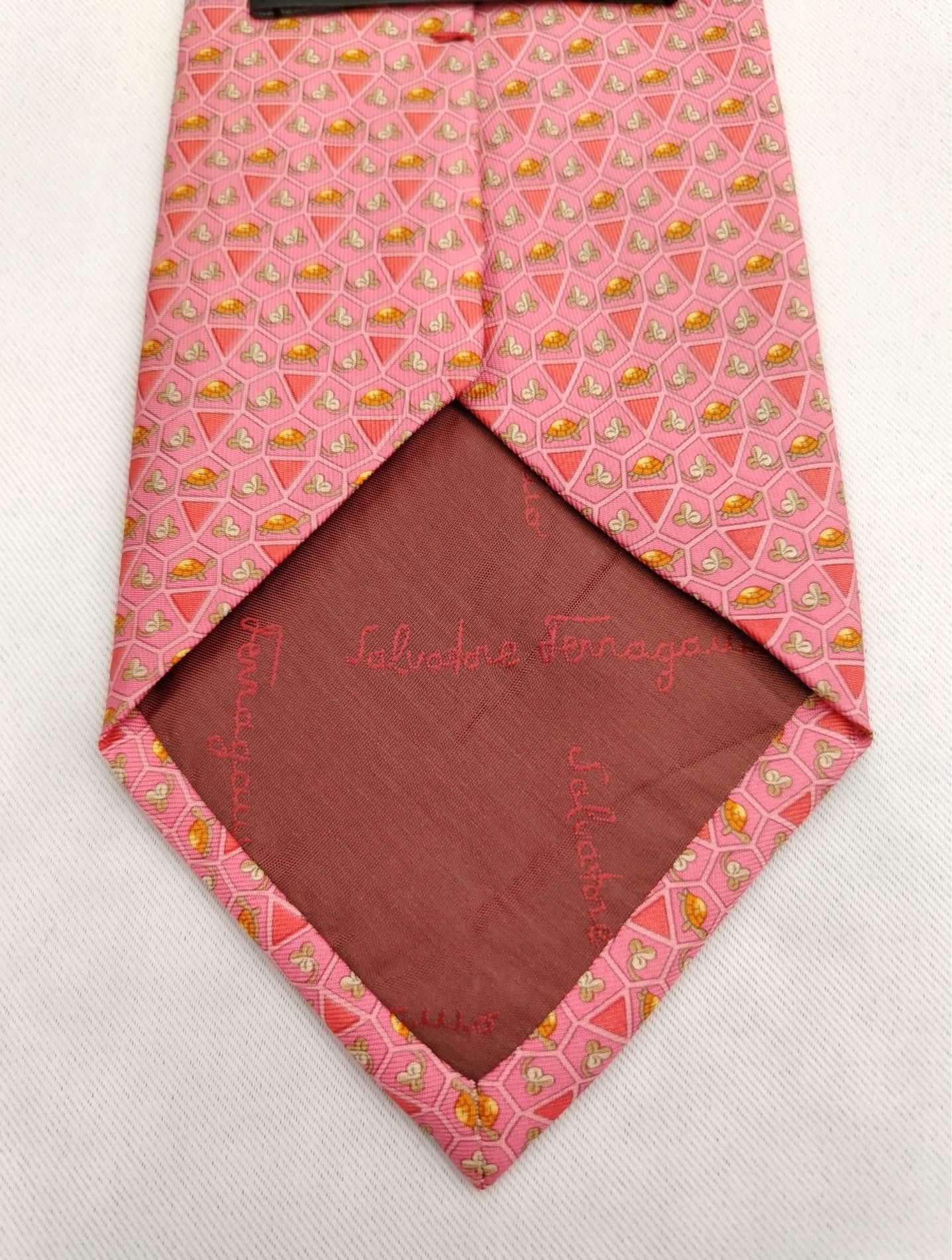 Salvatore Ferragamo Salvatore Ferragamo SF Silk Necktie Turtle Tortoise Men Tie Size ONE SIZE - 8 Thumbnail