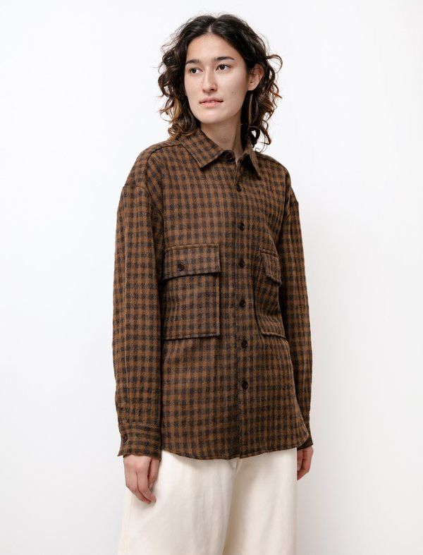 Evan Kinori Wool gauze check big shirt, XL Size US XL / EU 56 / 4 - 6 Thumbnail