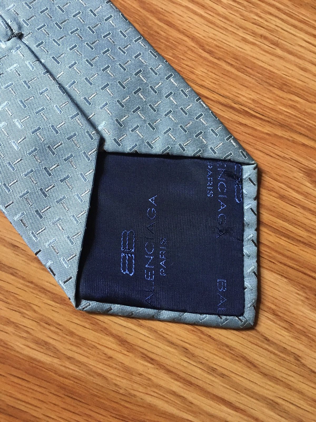 Balenciaga BALENCIAGA Pour Homme Blue Logo Silk Mens Tie Size ONE SIZE - 4 Thumbnail
