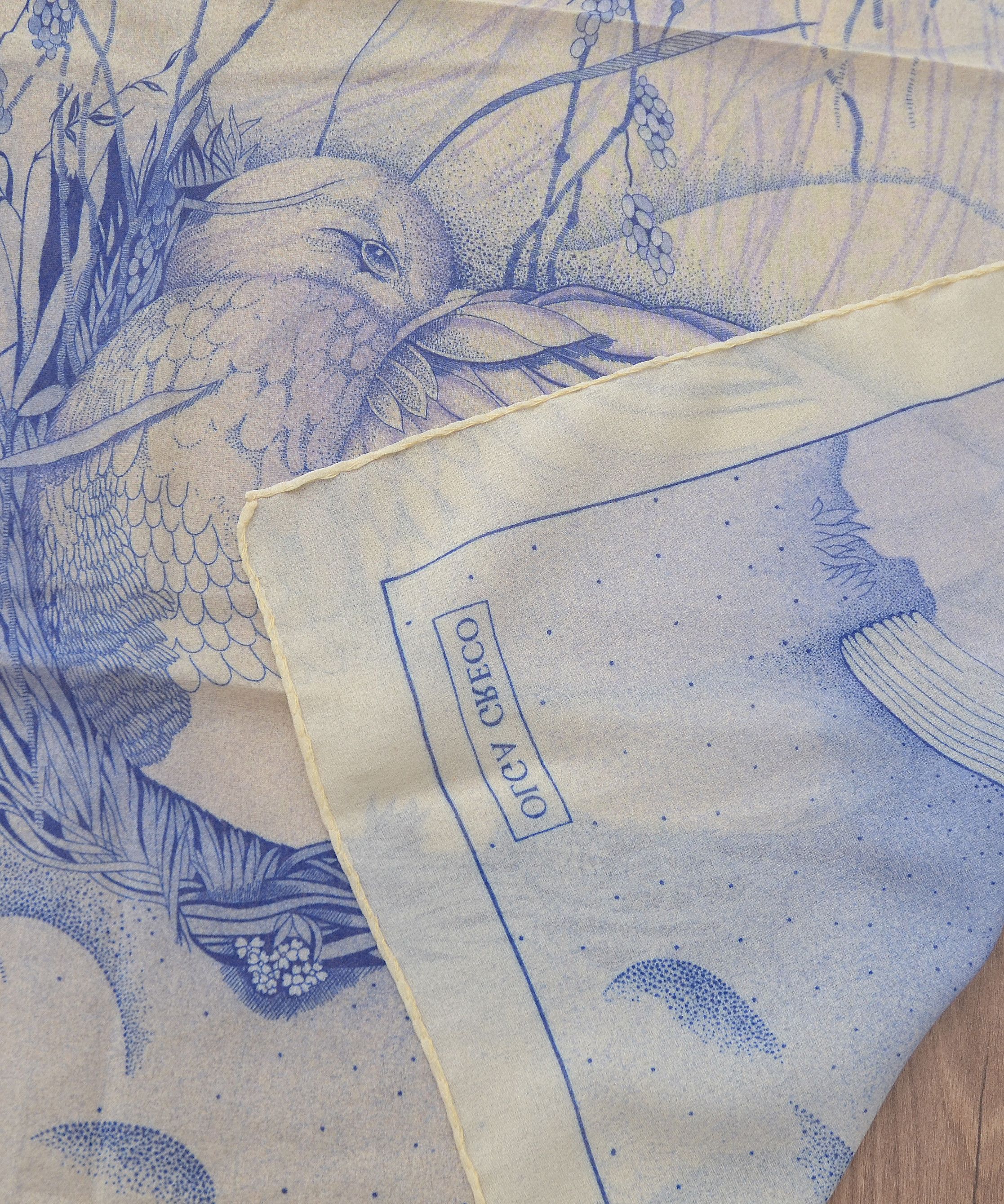 Designer × Vintage Vintage signed Olga Greco Silk scarf Design duck nature Size ONE SIZE - 7 Thumbnail