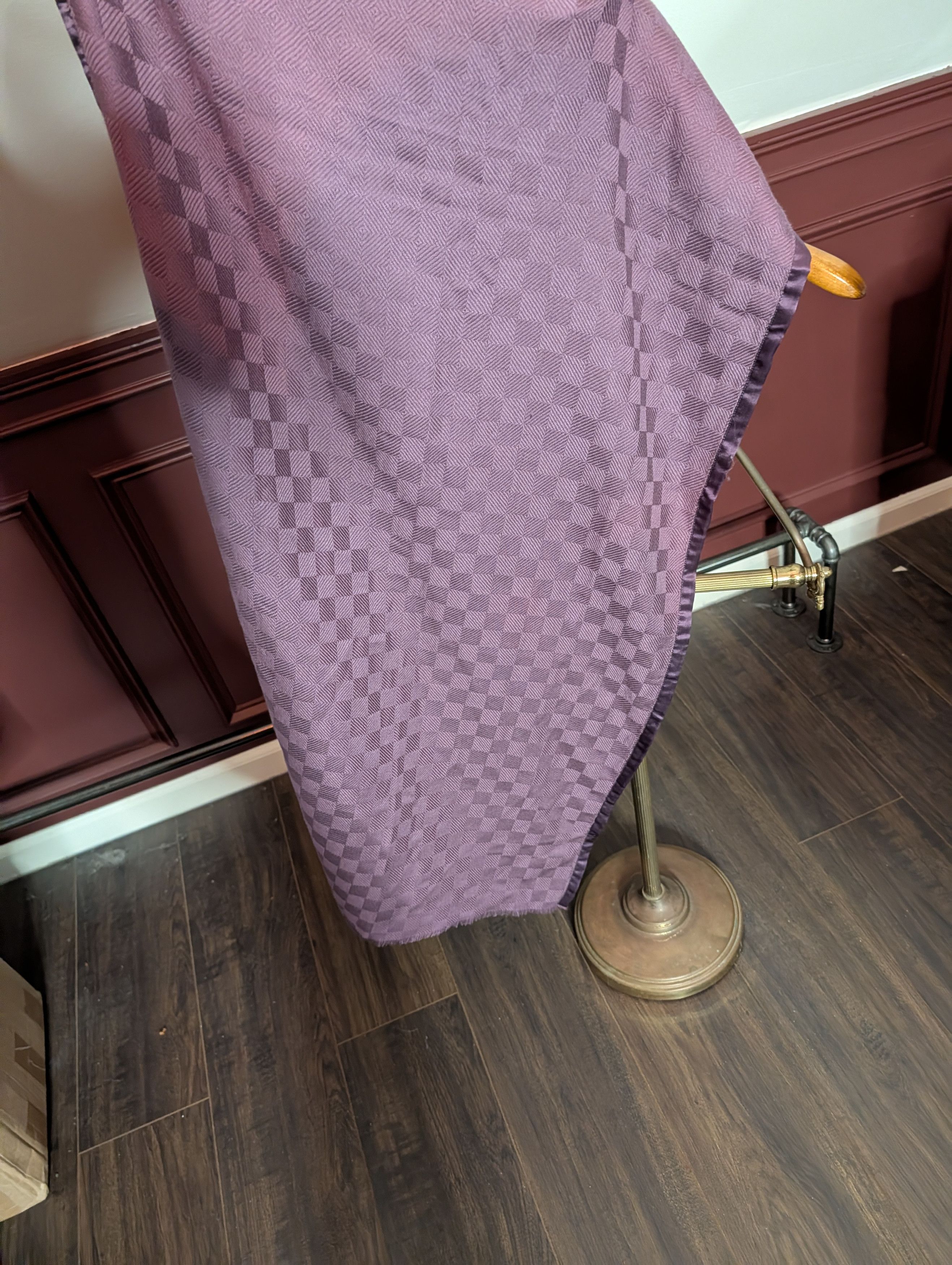 Other AMET & LADOUE pure cashmere checkered wine purple scarf Size ONE SIZE - 4 Thumbnail