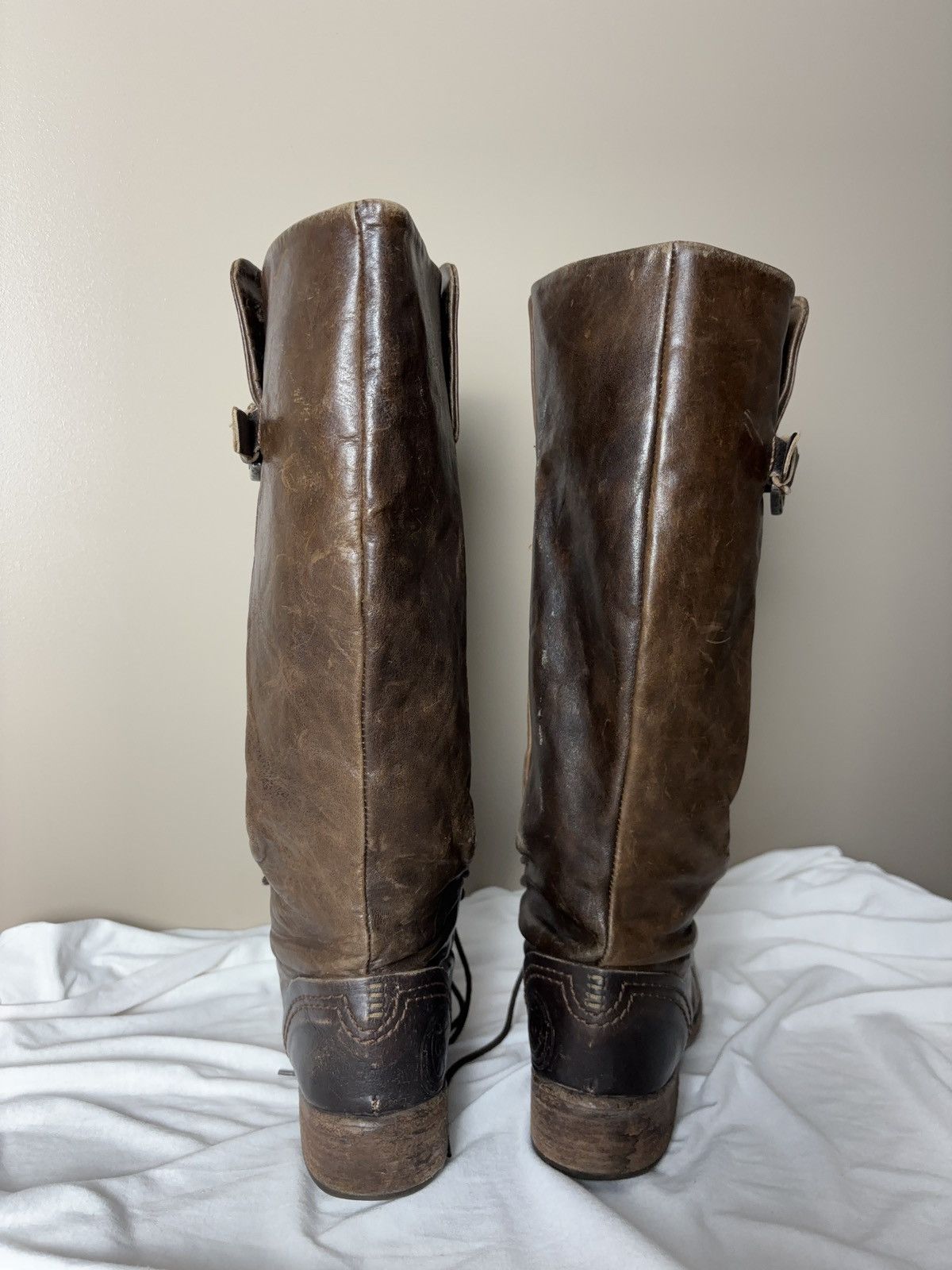 Leather LEATHER BONDAGE MOTO BOOTS LACE UP Size US 7 / IT 37 - 7 Thumbnail