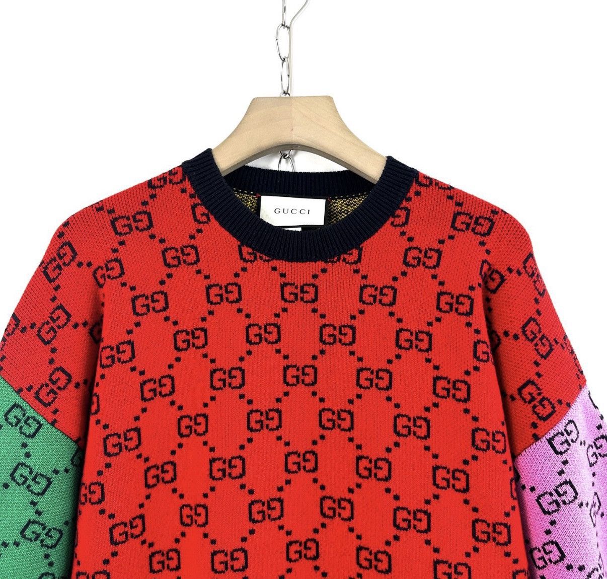 Gucci GUCCI / Women's Contrast GG Print Short Sleeve Knit Top K12 Size US M / EU 48-50 / 2 - 3 Thumbnail