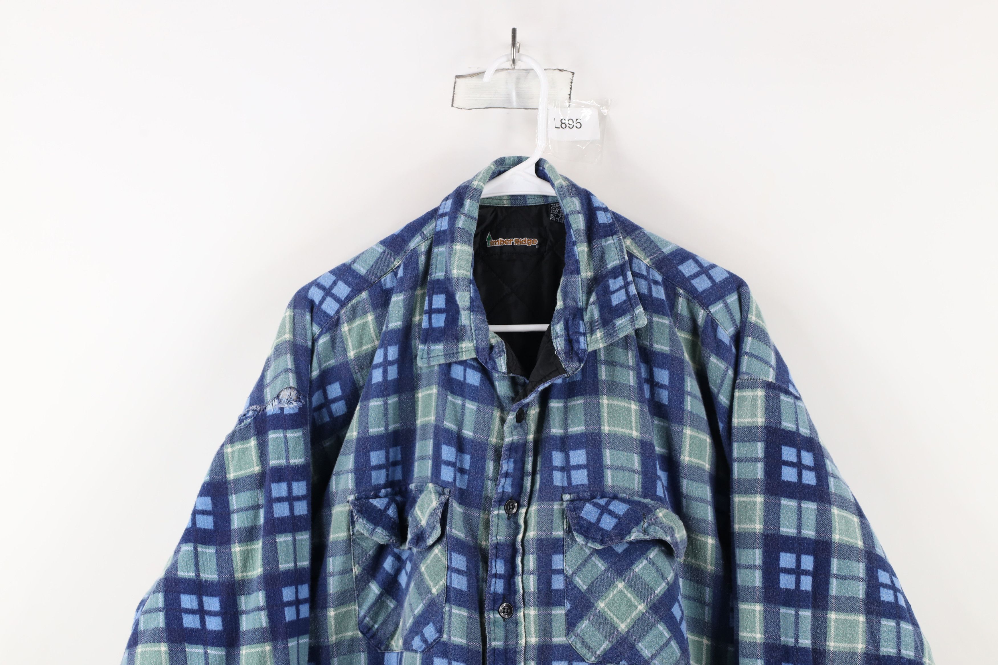Vintage Vintage 90s Streetwear Flannel Quilted Button Shirt Jacket Size US XXL / EU 58 / 5 - 2 Thumbnail