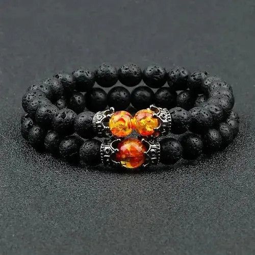 Handmade Adjustable Black Lava Stone Bracelet Size ONE SIZE - 3 Thumbnail