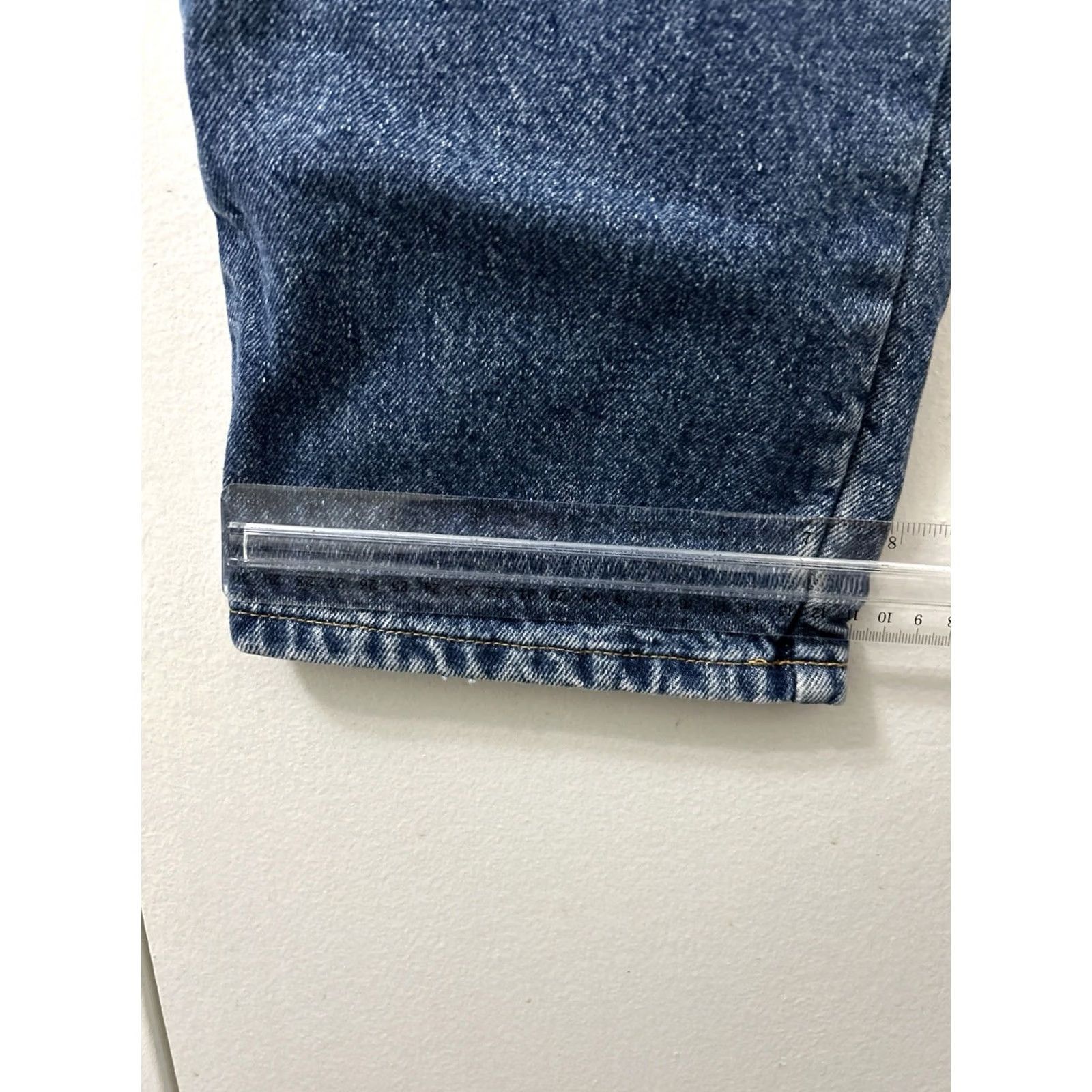 Vintage LL Bean Jeans Womens 12x27 Medium Wash Relaxed Fit Denim Flannel Lined 5-Pocket High Rise Cuffed 27 Inseam Blue Plaid Autumn Winter Size 34" / US 12 / IT 48 - 6 Thumbnail