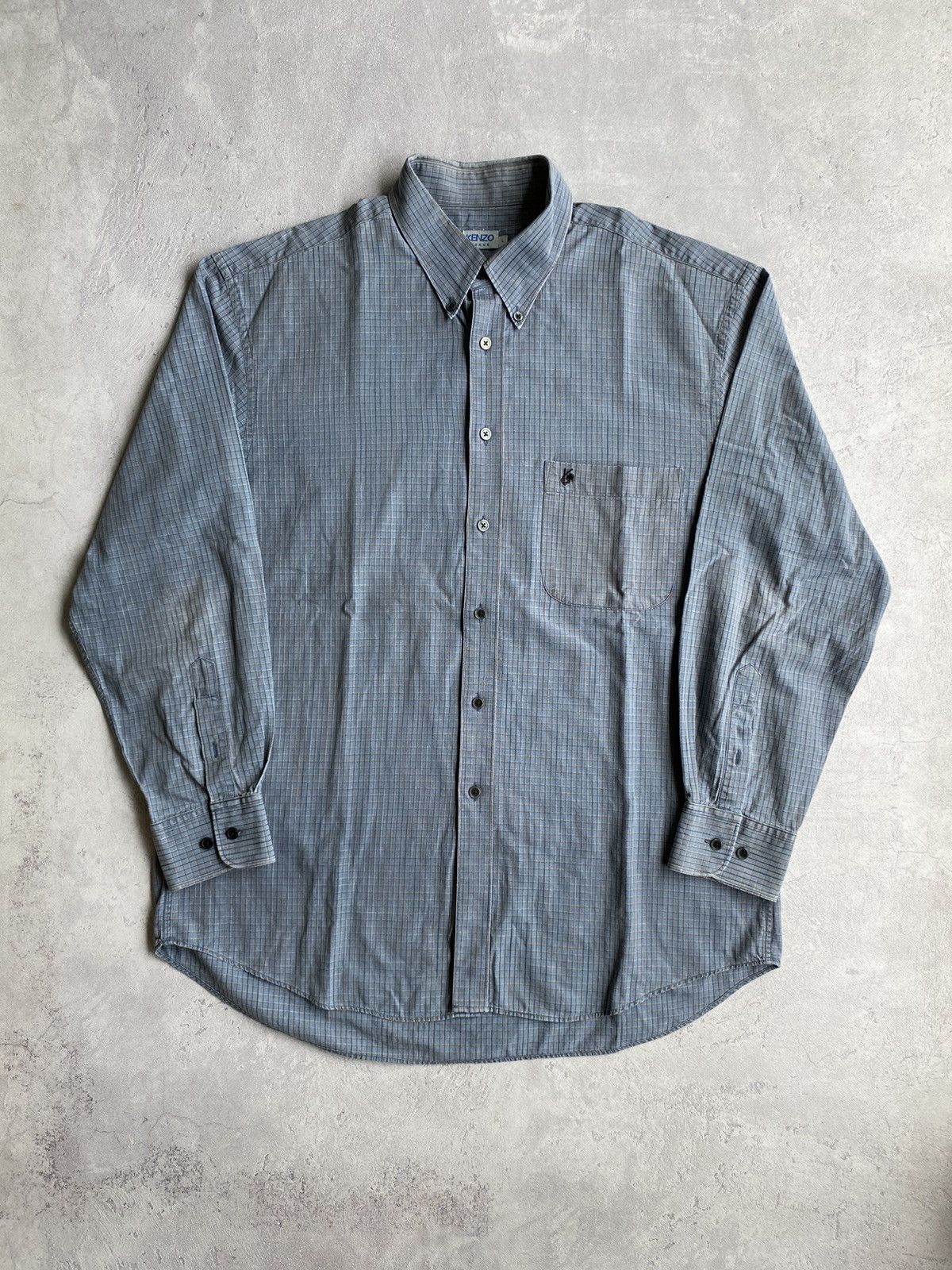 image of Vintage Kenzo Home Shirt in Blue, Men's (Size Large)