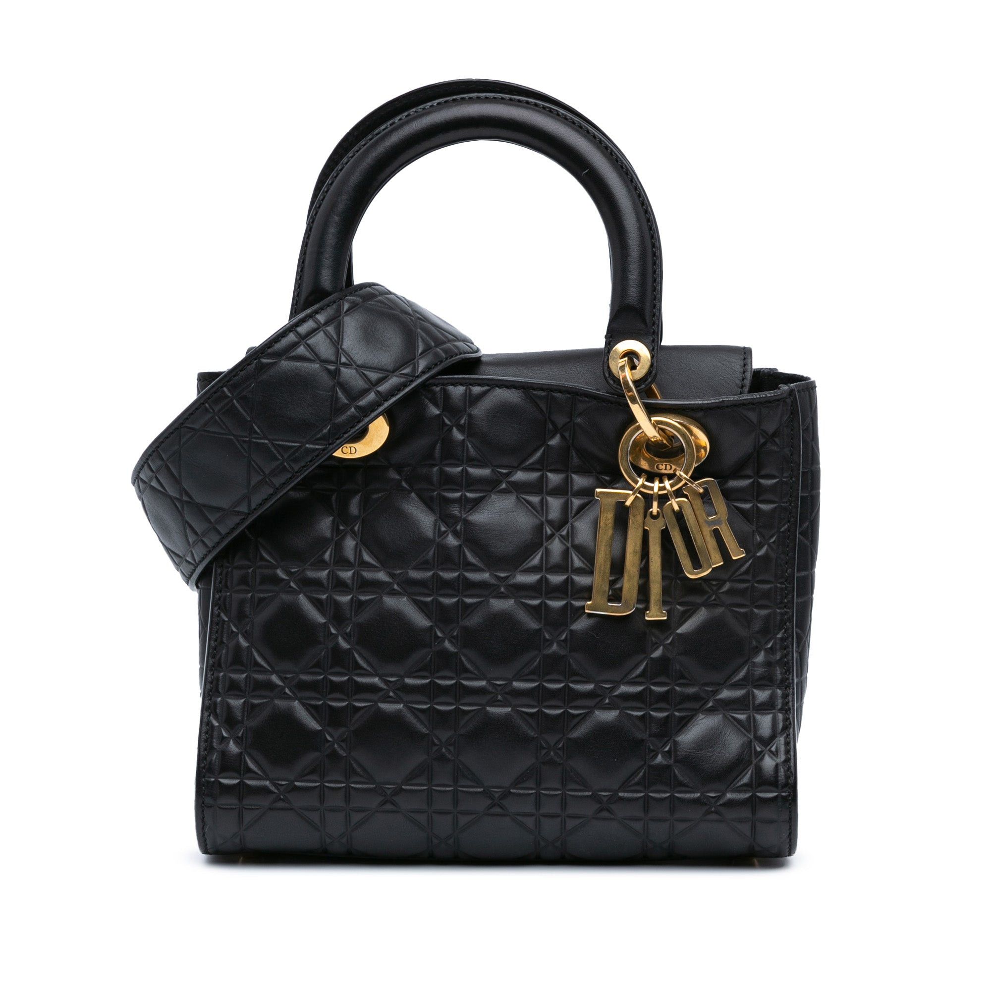Dior Dior Medium Lambskin Cannage Supple Lady Dior Black Size ONE SIZE - 1 Thumbnail