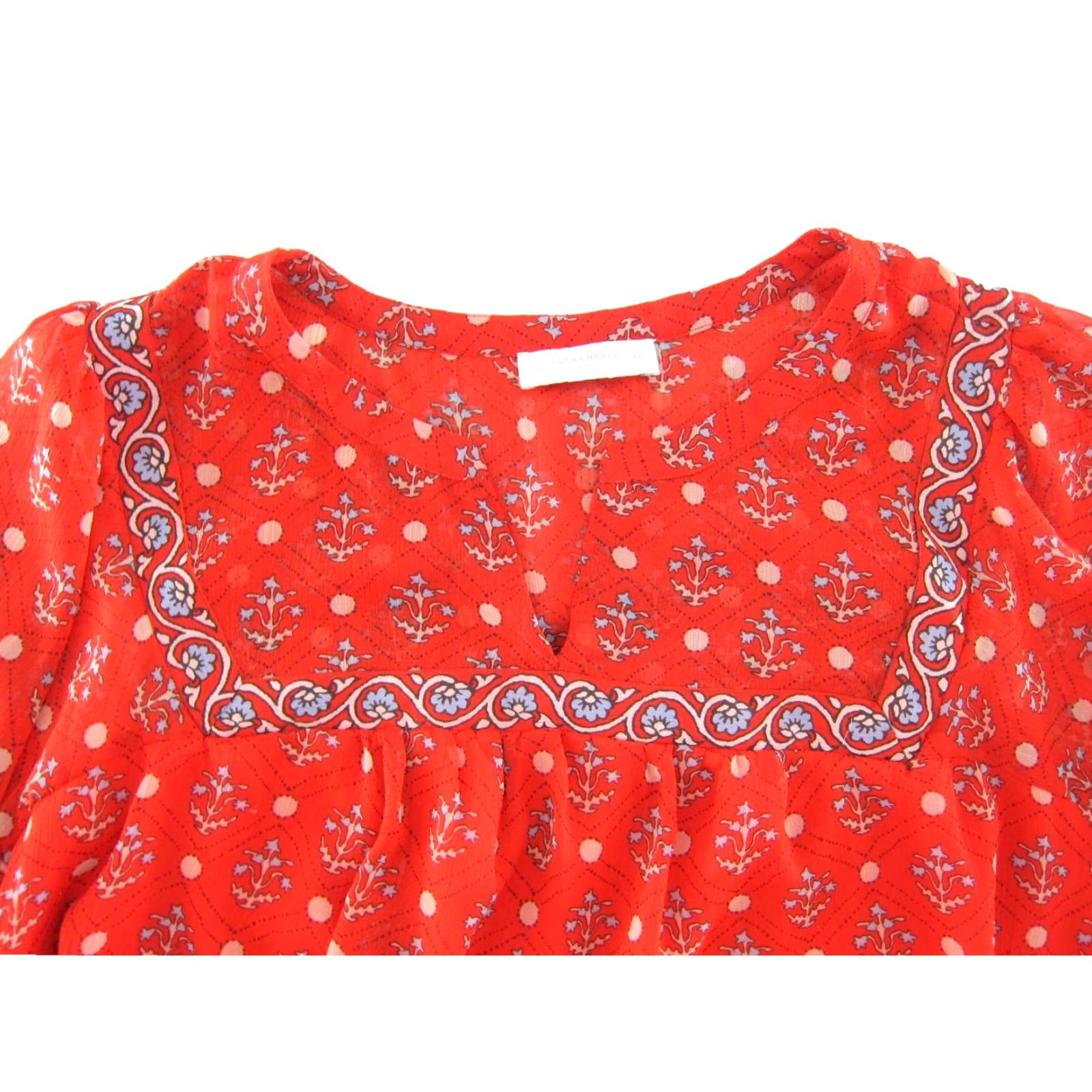 Lucky Brand Lucky Brand Blouse Tunic XXl Red Floral Paisley Long Sleeve Women Size XXL / US 16-18 / IT 52-54 - 4 Thumbnail