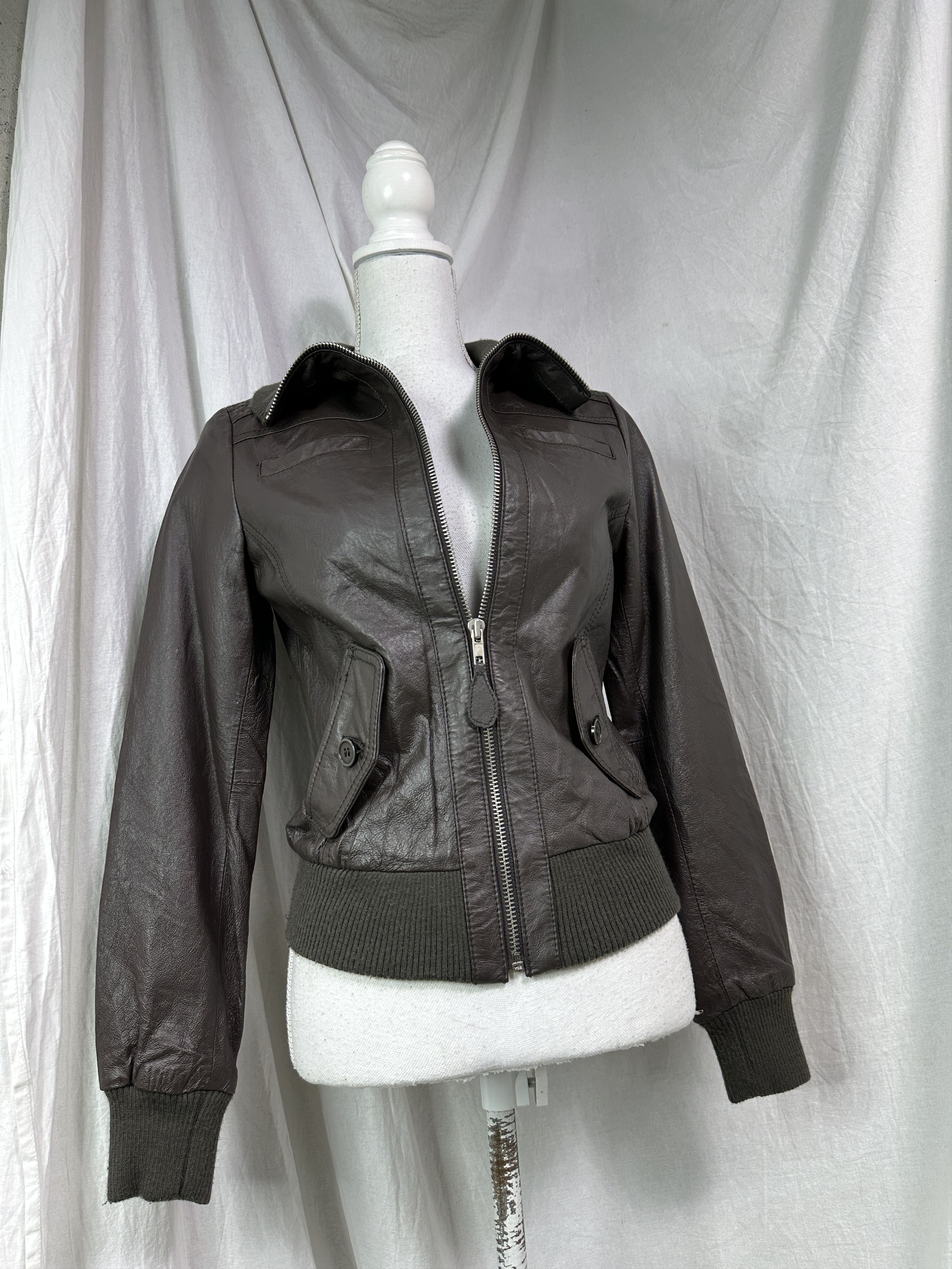 Vintage Vintage Leather Biker Moto Washed Brown Jacket 00s Size US L / EU 52-54 / 3 - 1 Thumbnail