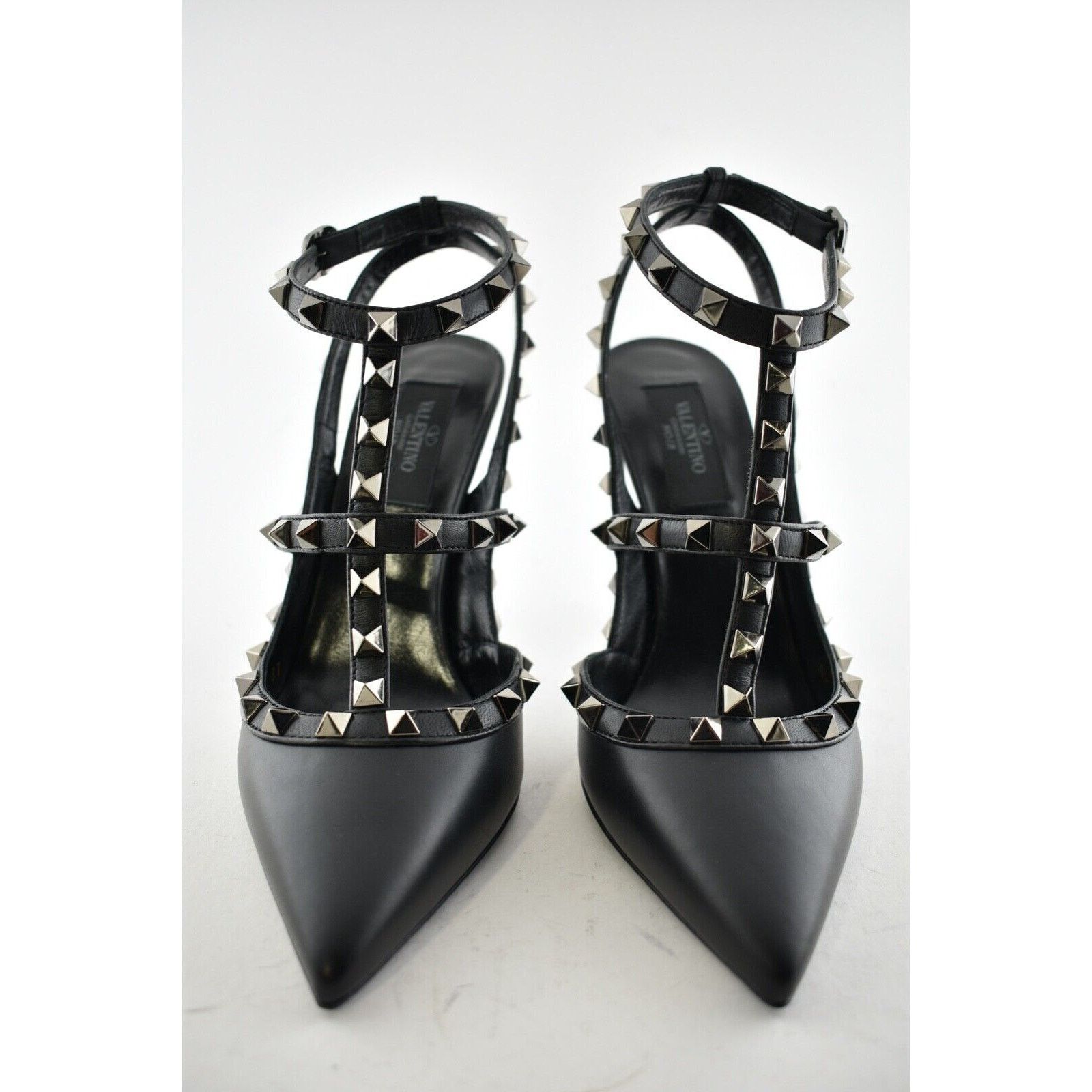 Valentino Rockstud Noir Ankle Strap Pointed Sandal Heel Pump 36.5 Size US 6.5 / IT 36.5 - 6 Thumbnail