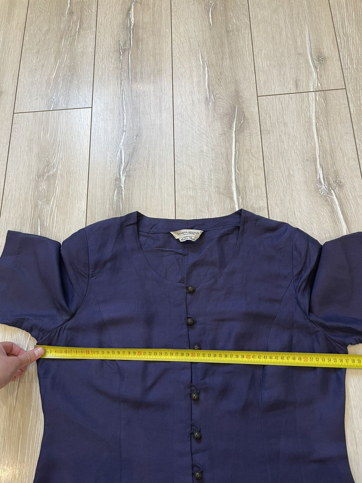 Marina Rinaldi Marina Rinaldi Women's Navy Long Linen Dress Size L / US 10 / IT 46 - 7 Thumbnail