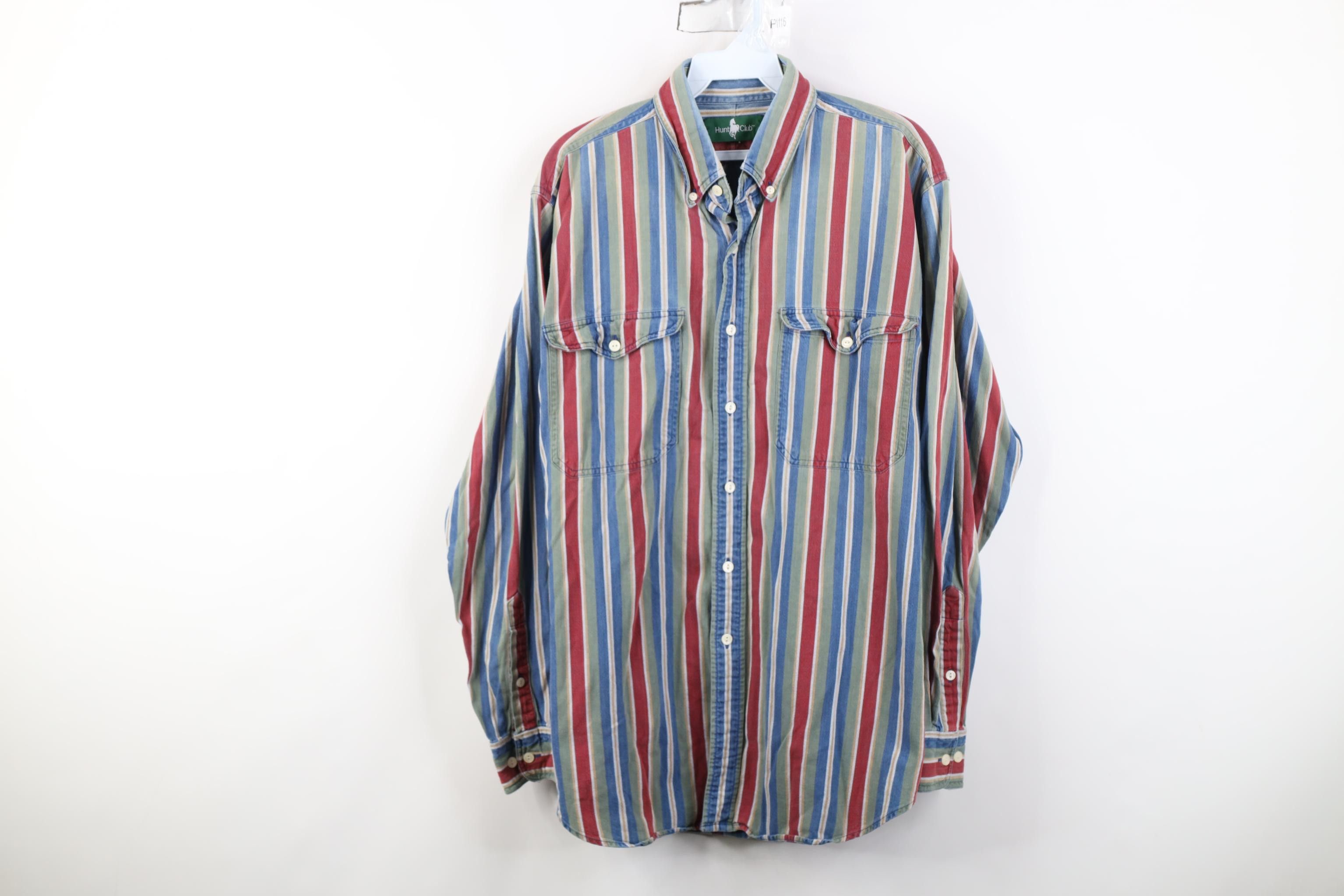 Vintage Vintage 90s Streetwear Striped Collared Button Down Shirt Size US L / EU 52-54 / 3 - 1 Thumbnail
