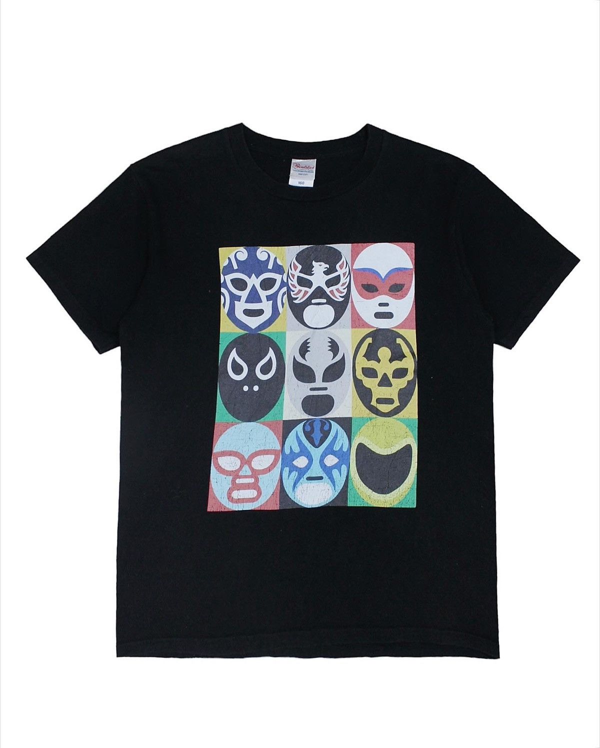 image of Mexican Wrestling Mask T Shirt in Black, Men's (Size Small)