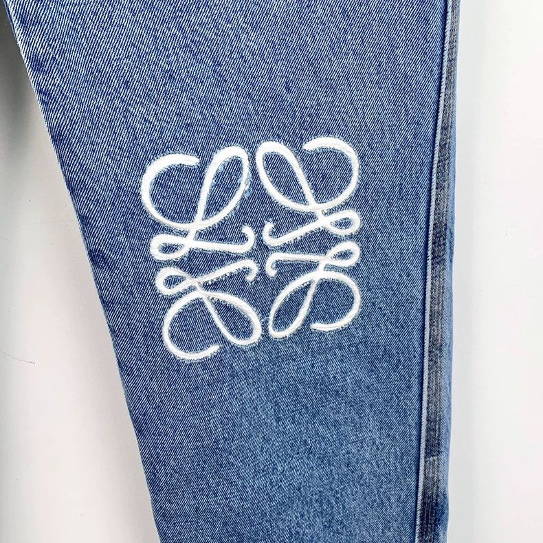 Loewe LOEWE Blue logo embroidered cotton casual jeans Size 25" / US 0 / IT 36 - 4 Thumbnail