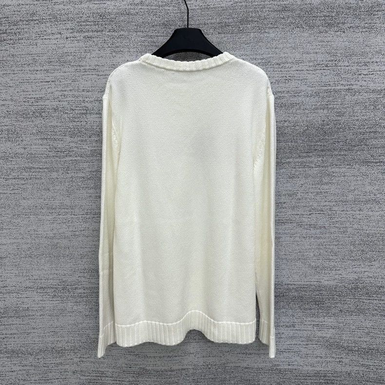 Loewe LOEWE White embroidered tassel sweater Size L / US 10 / IT 46 - 3 Thumbnail