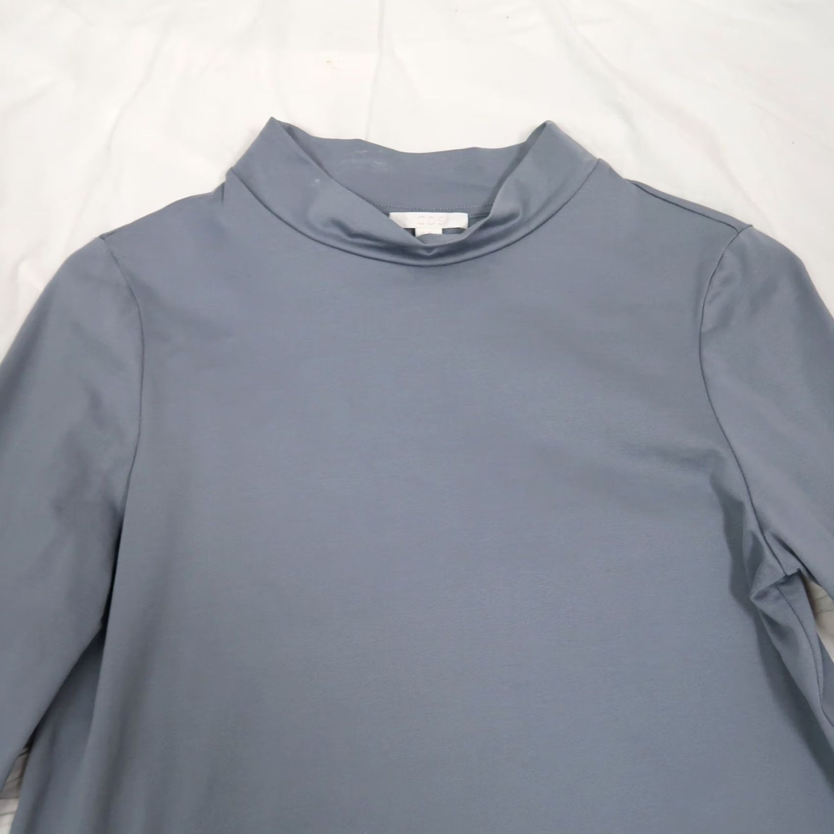 Cos Cos Slate Grey Cotton Long Sleeve Mockneck Fitted Stretchy Tee XS Size XS / US 0-2 / IT 36-38 - 2 Thumbnail