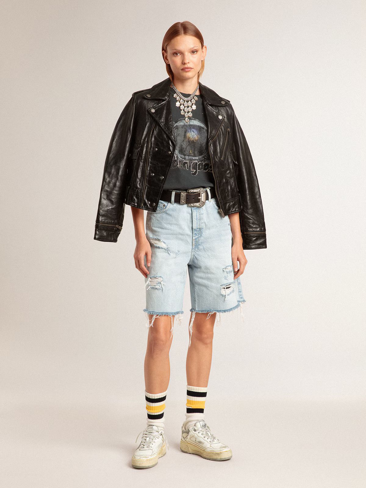Golden Goose o1s22i1n1224 Shiny Biker Jacket in Black Size M / US 6-8 / IT 42-44 - 2 Thumbnail