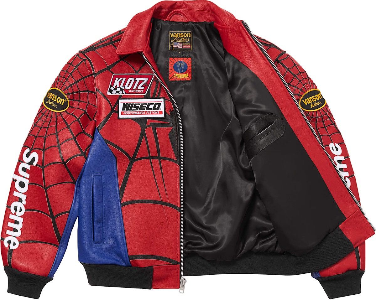 Supreme × Vanson Leathers Supreme Vanson Leathers Spider-Man Jacket Red Size US XL / EU 56 / 4 - 1 Thumbnail