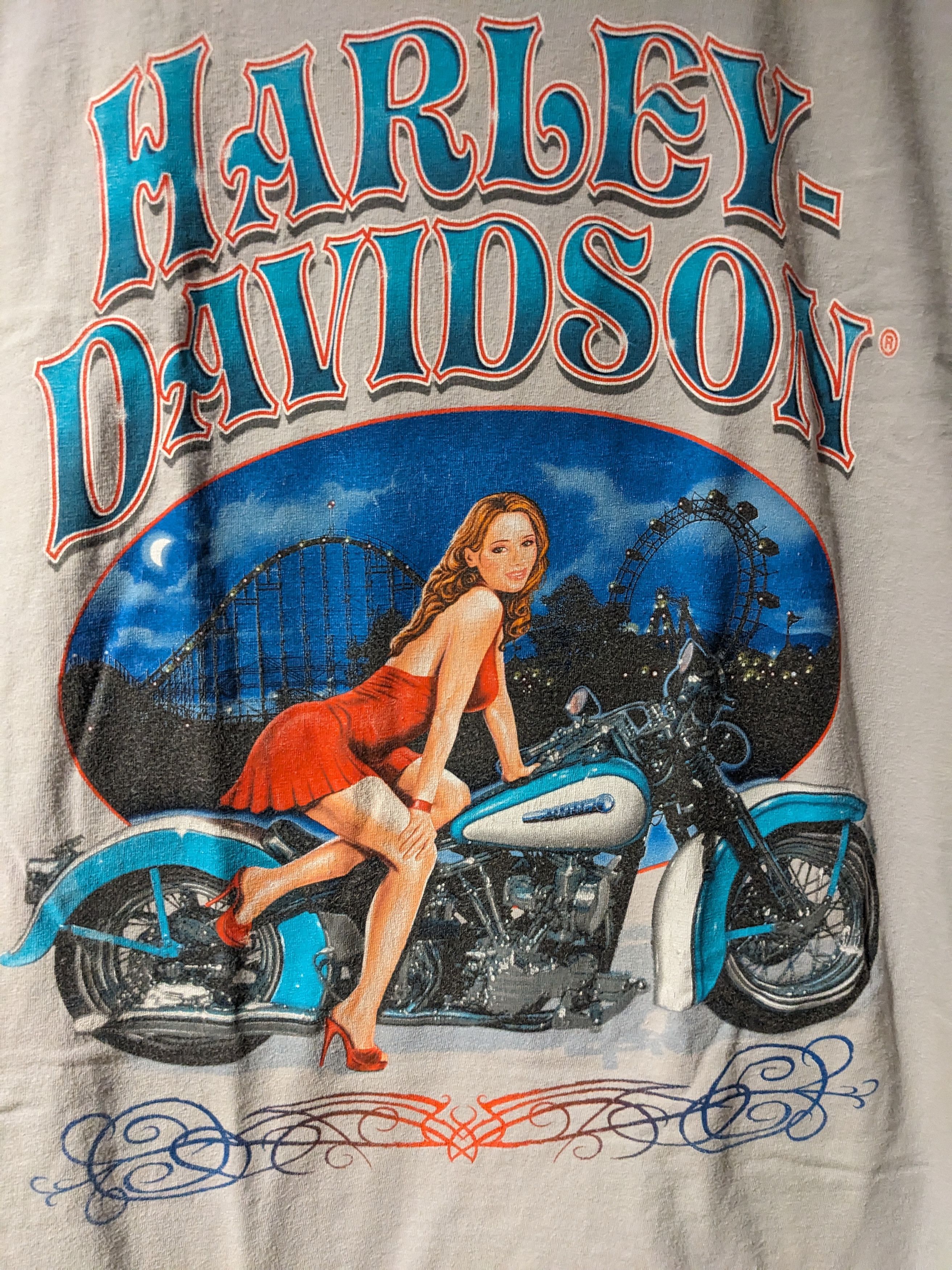 Harley Davidson × Vintage Vintage 2010 Harley Davidson Motorcycle Pin Up Vegas T-Shirt Size US L / EU 52-54 / 3 - 2 Thumbnail