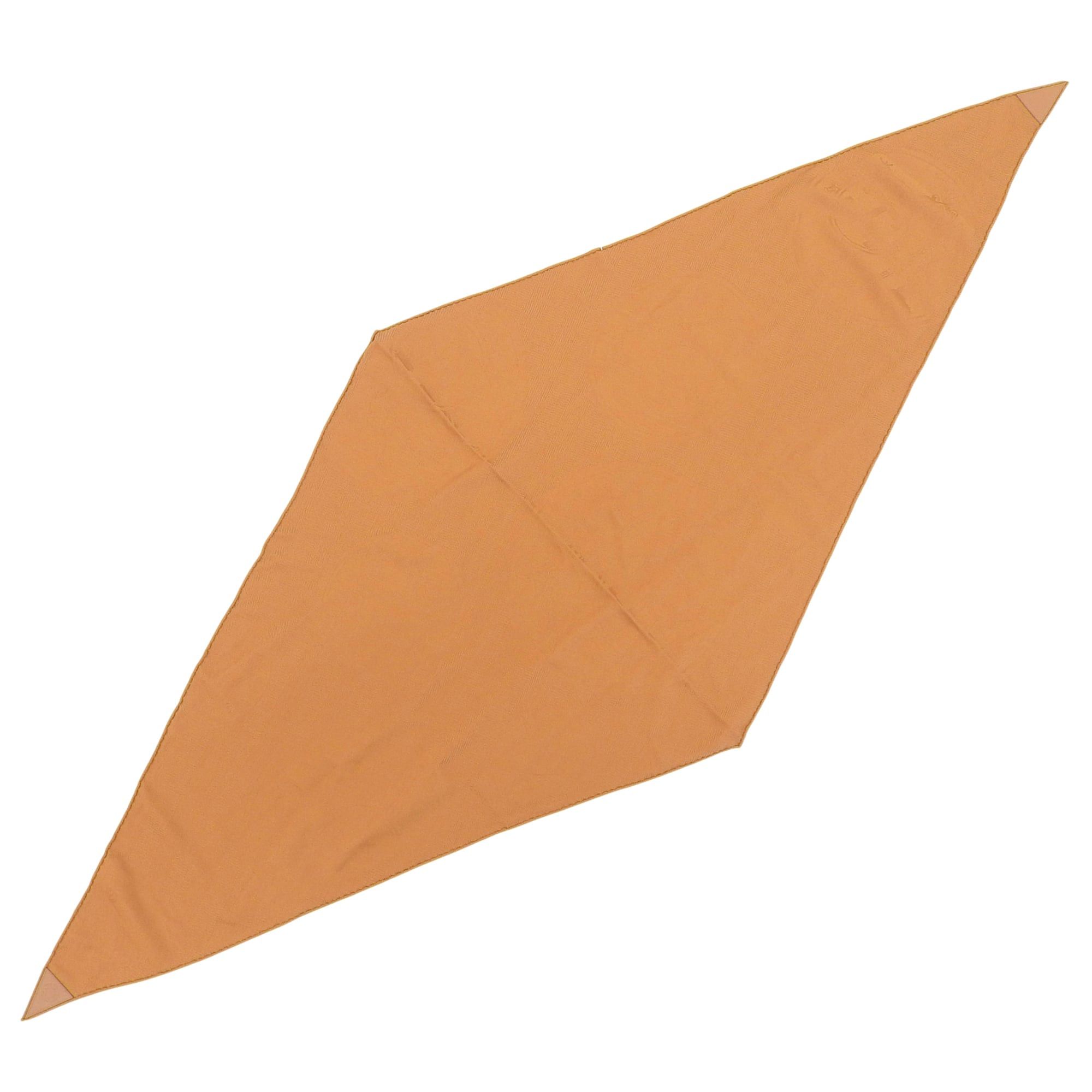 Hermes HERMES Losange GM New Libris Cashmere Silk Stole with Leather Yoke and Logo Patch, Brown, Made in France, Authentic, Women's Size ONE SIZE - 1 Thumbnail
