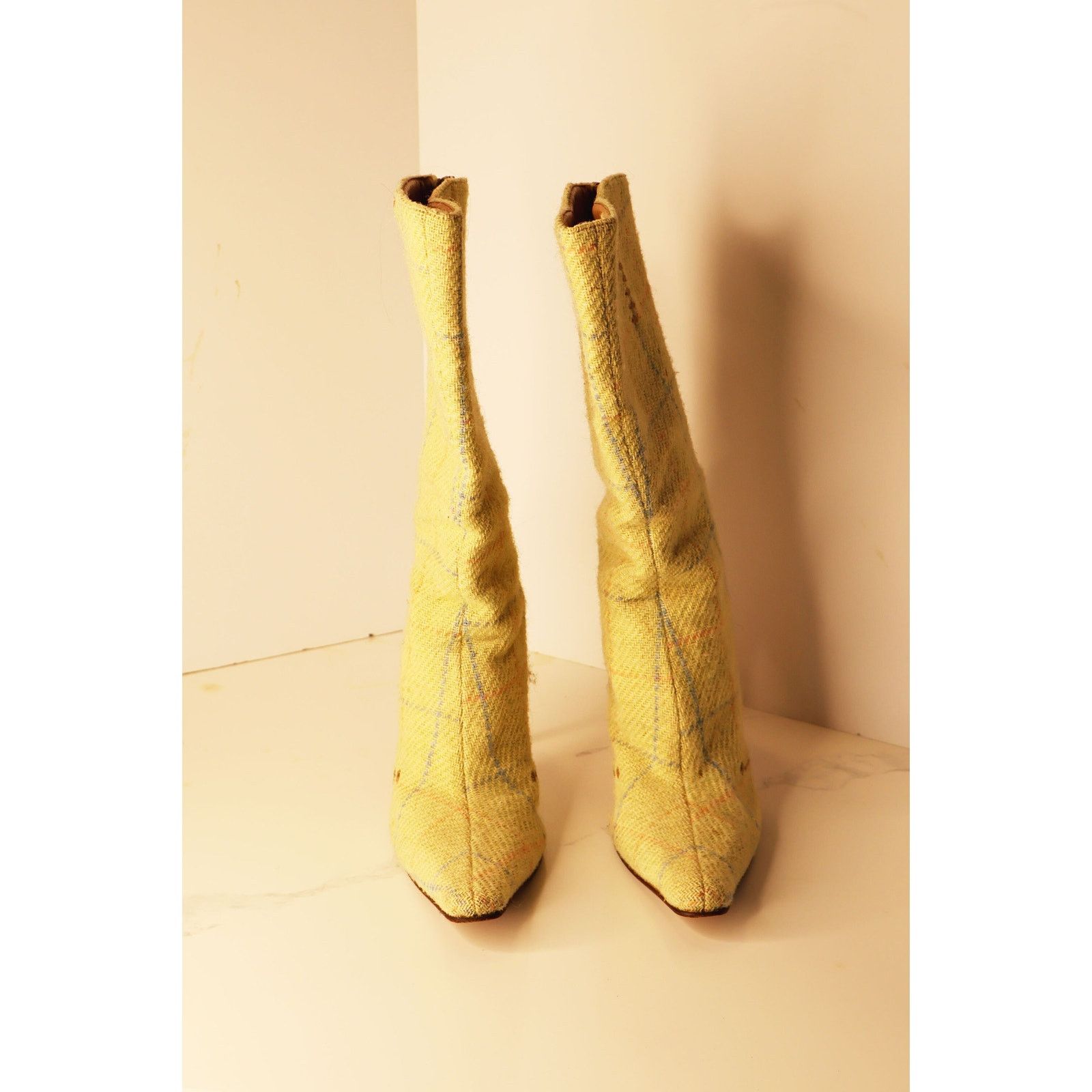Jimmy Choo Vintage Jimmy Choo Y2K Green Wool Plaid Boots Size US 7.5 / IT 37.5 - 4 Thumbnail