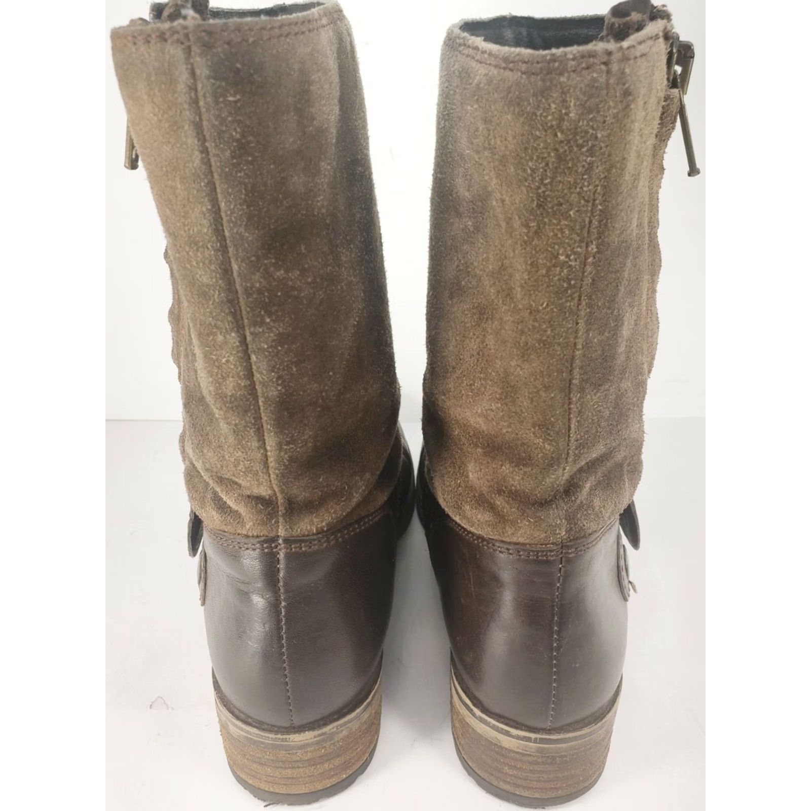 Clarks Clarks Majorca Isle Boots Women's 7M Brown Suede Leather Zip Block Heel Two Tone Western Casual Comfort Boots Women 66576 Size US 7 / IT 37 - 6 Thumbnail