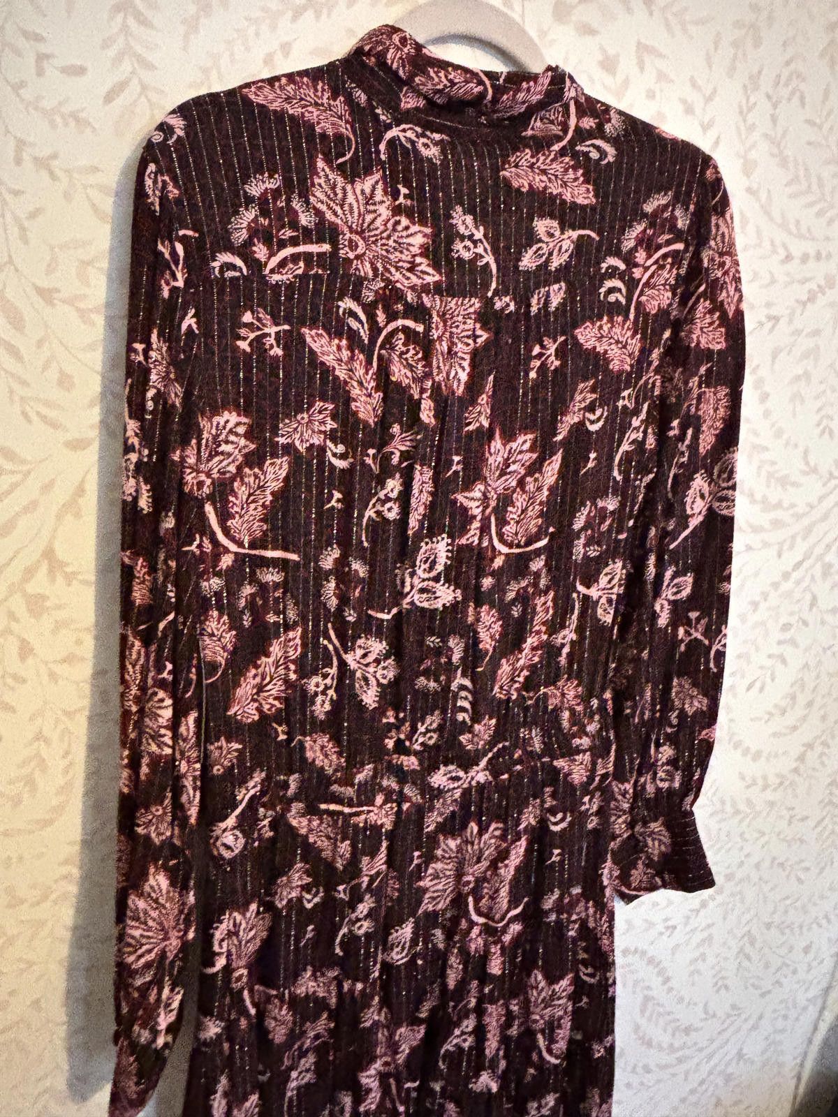 Nordstrom NWT Long Sleeve Floral Print Bow Lurex Dress Size M / US 6-8 / IT 42-44 - 7 Thumbnail
