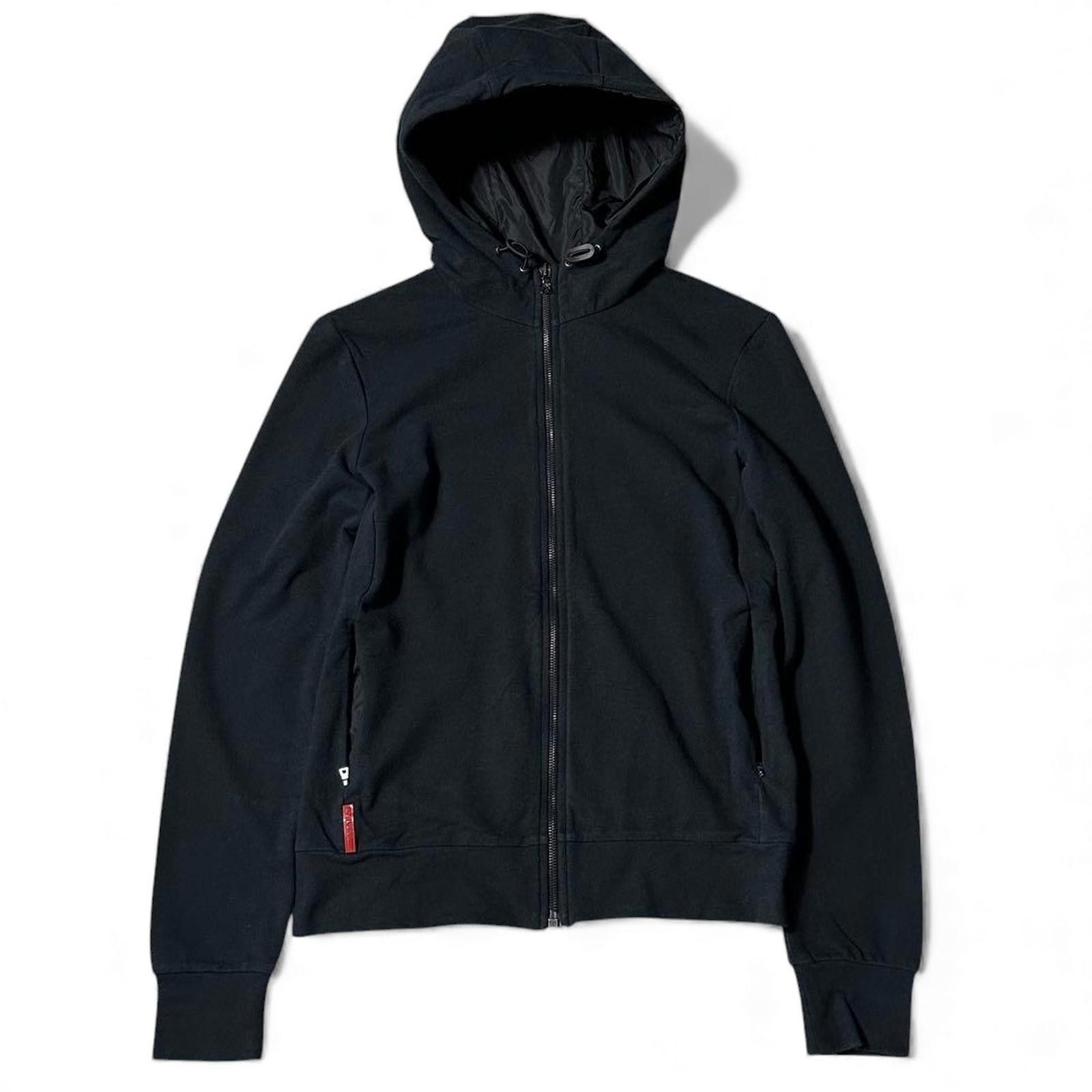 Prada Prada - M Black Hooded Zip-up Sweatshirt Size US M / EU 48-50 / 2 - 2 Thumbnail
