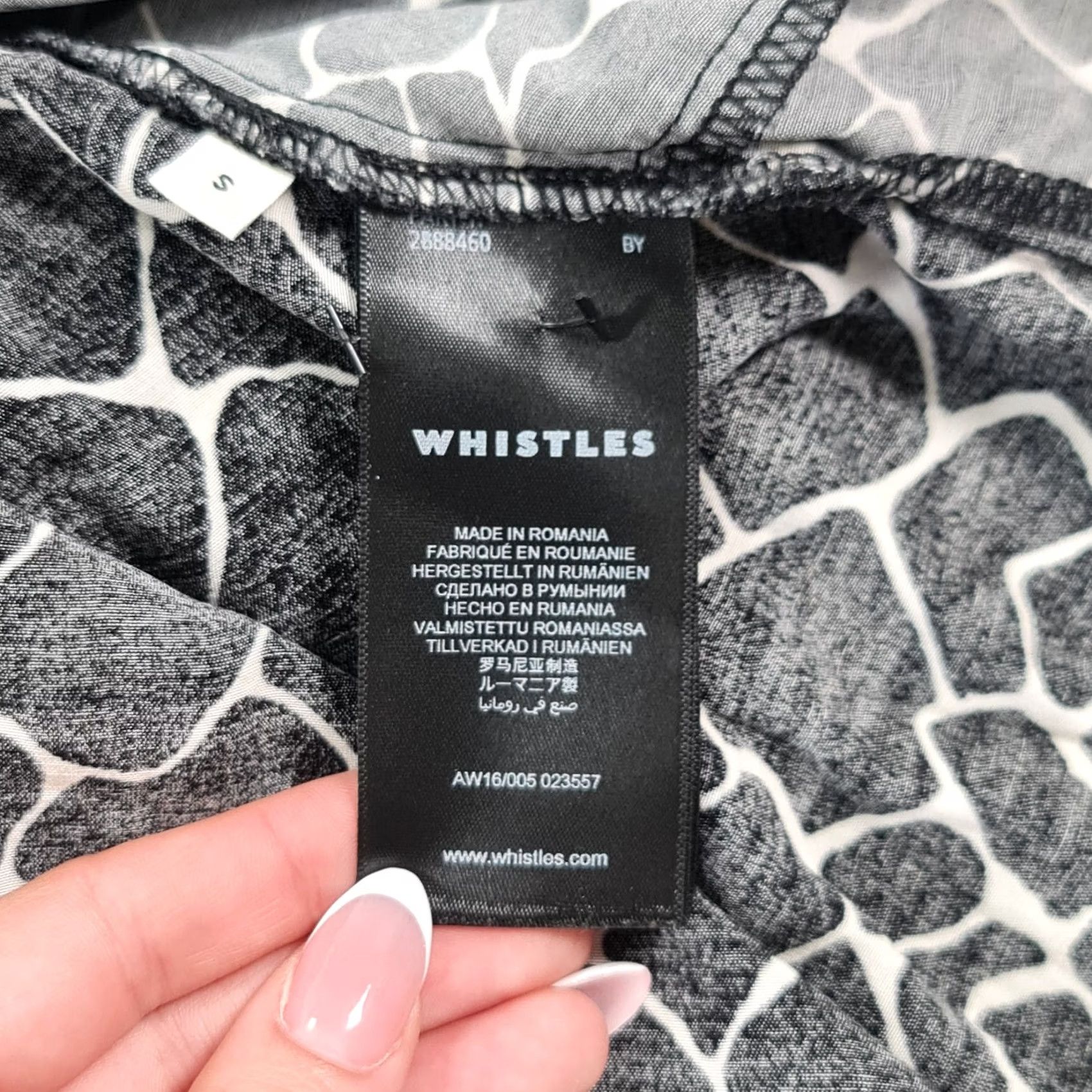 Whistles Whistles Dress Black Mini Snake Pattern V-Neck Short Length Womens Small Size 28" / US 6 / IT 42 - 6 Thumbnail