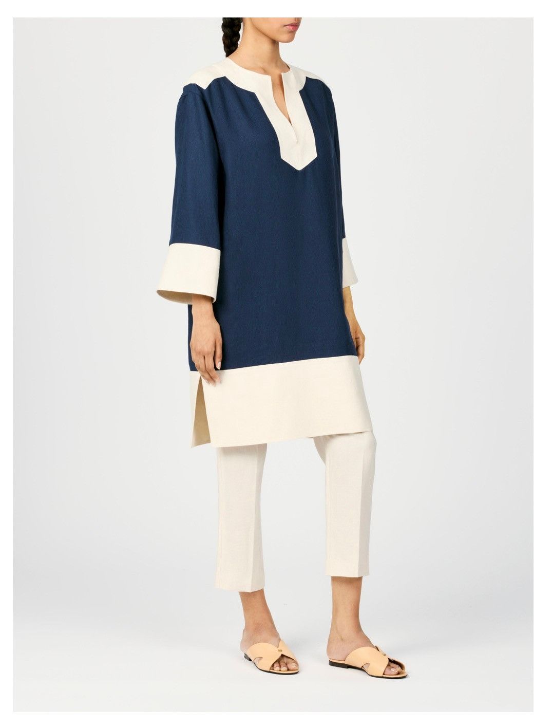 Loro Piana o1srvl11e0526 FAP0220 Colleen Midi Dress in Blue/White Size L / US 10 / IT 46 - 8 Thumbnail