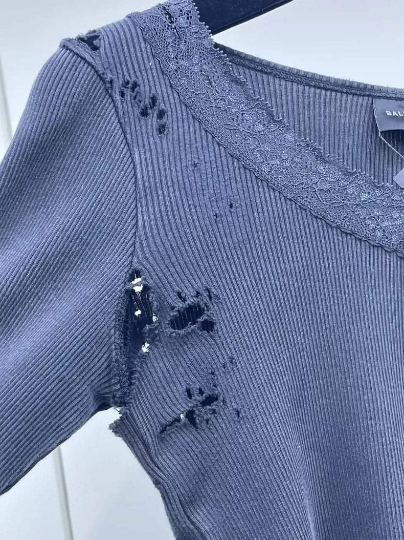Balenciaga Balenciaga Popular Deep Smoky Gray Distressed Hole Slim Fi Size XS / US 0-2 / IT 36-38 - 5 Thumbnail