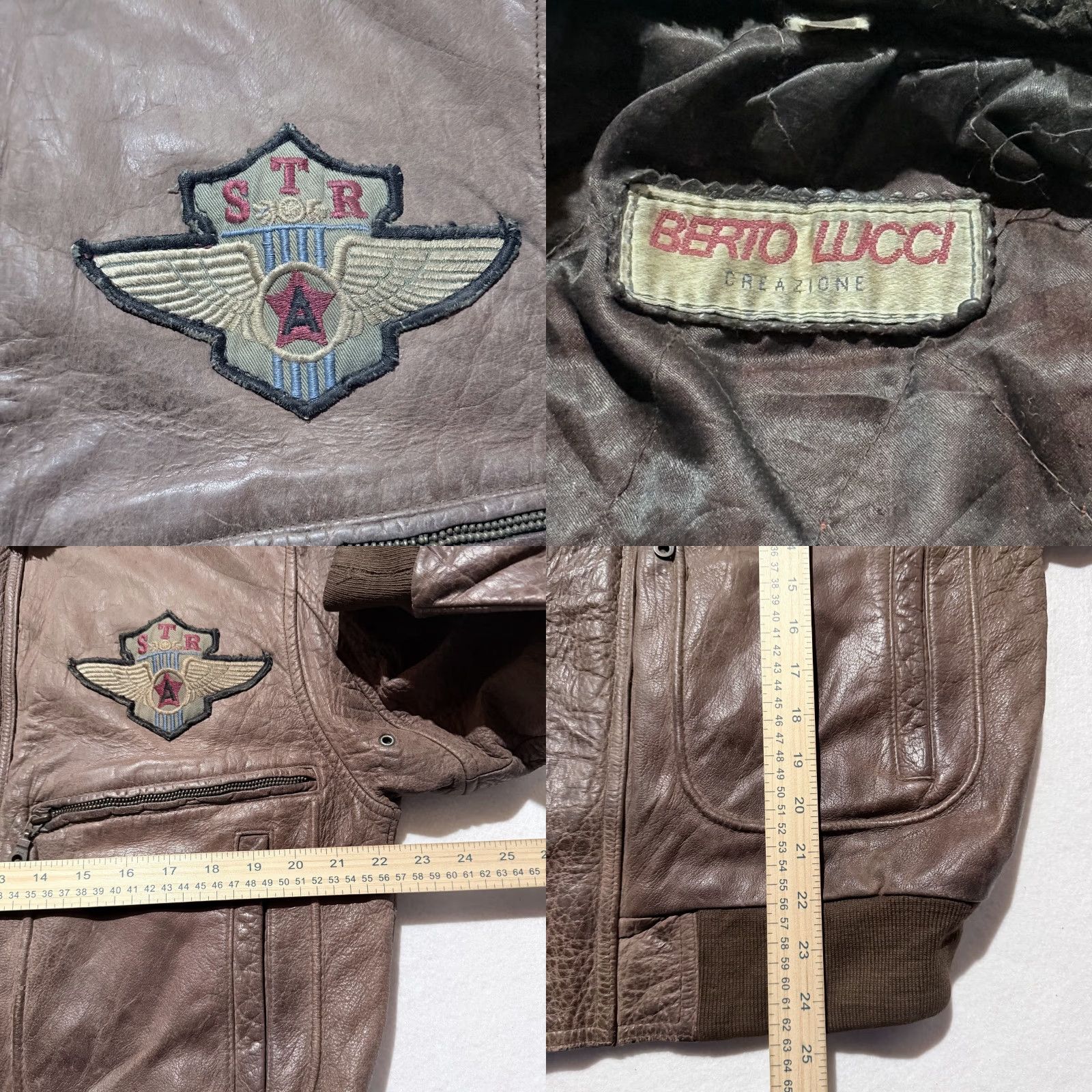 Vintage VINTAGE Flight Jacket Men Bomber Brown Faux Fur Collar Zipper Mid-Length Leather Flight 44 in Chest Mens Size US L / EU 52-54 / 3 - 9 Thumbnail