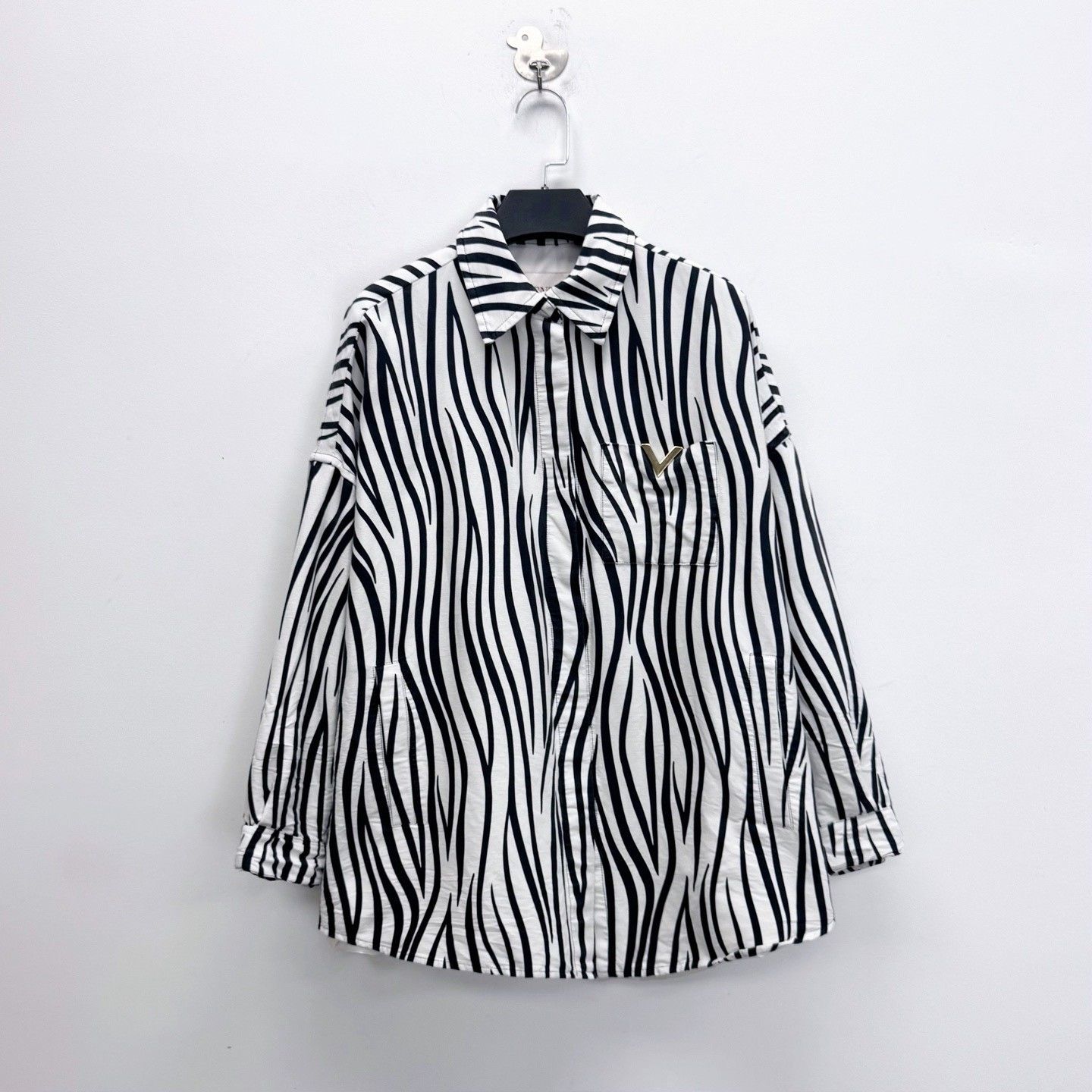Valentino Valentino Runway Black White Stripe Shirt Jacket Size US XXS / EU 40 - 1 Thumbnail