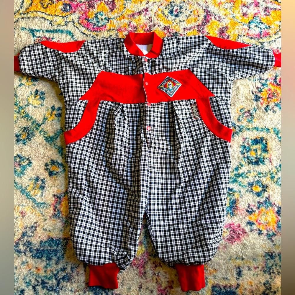 Designer Vintage Checkered Toddler Jumpsuit Size US XXS / EU 40 - 1 Thumbnail